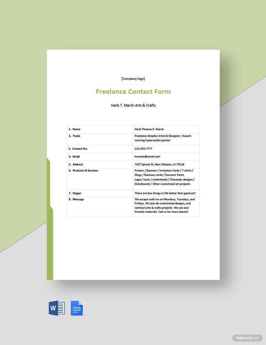 Freelance Contract Form Template