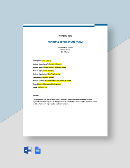 Download 4+ Business Form Templates - Word | Google Docs | Apple (MAC