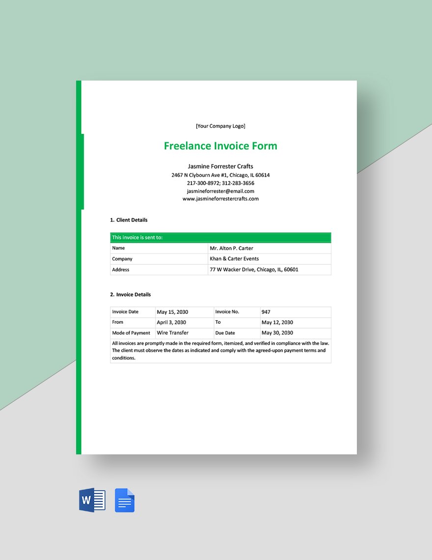 Freelance Invoice Form Template