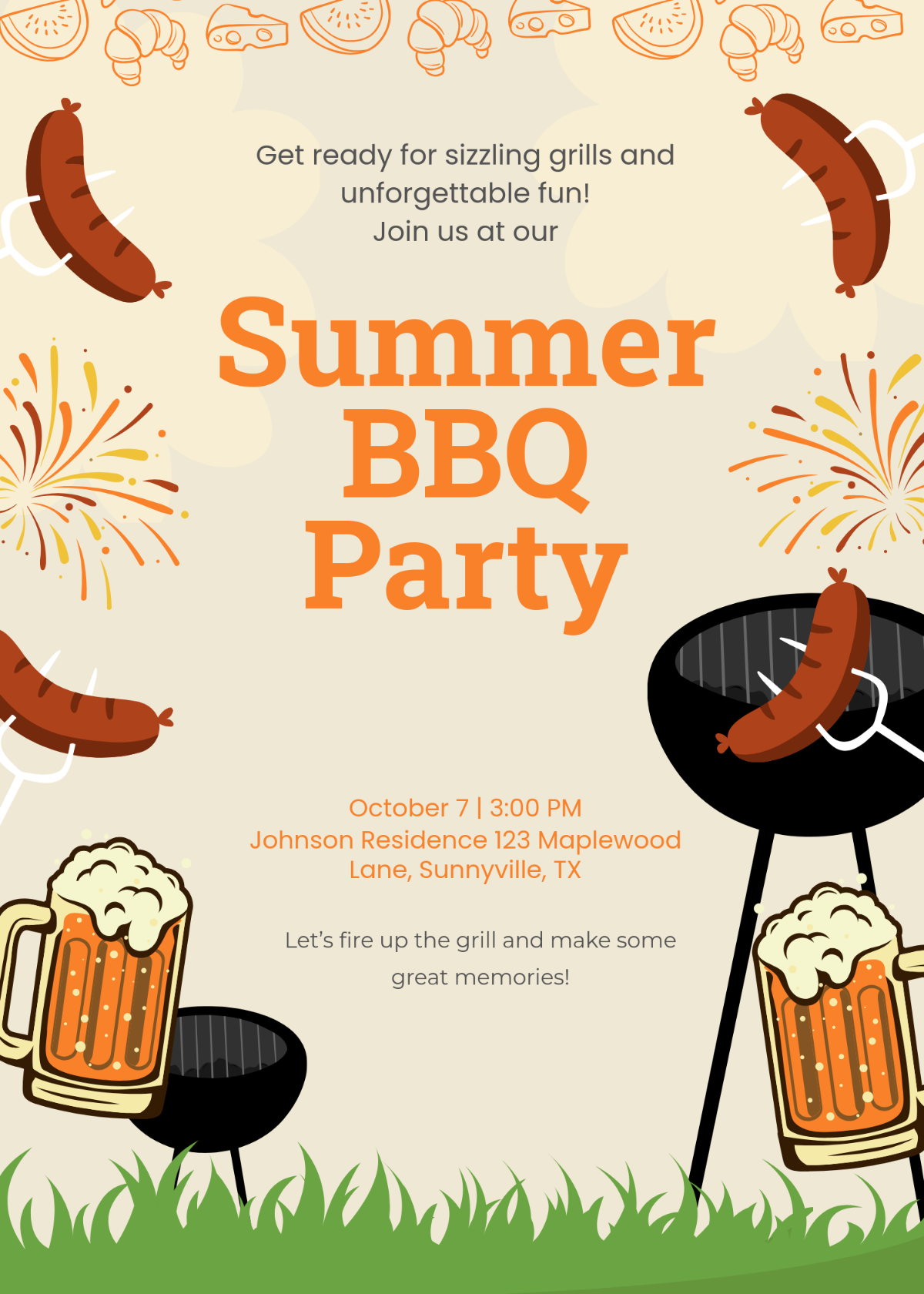 Free Aesthetic BBQ Food Invitation Template