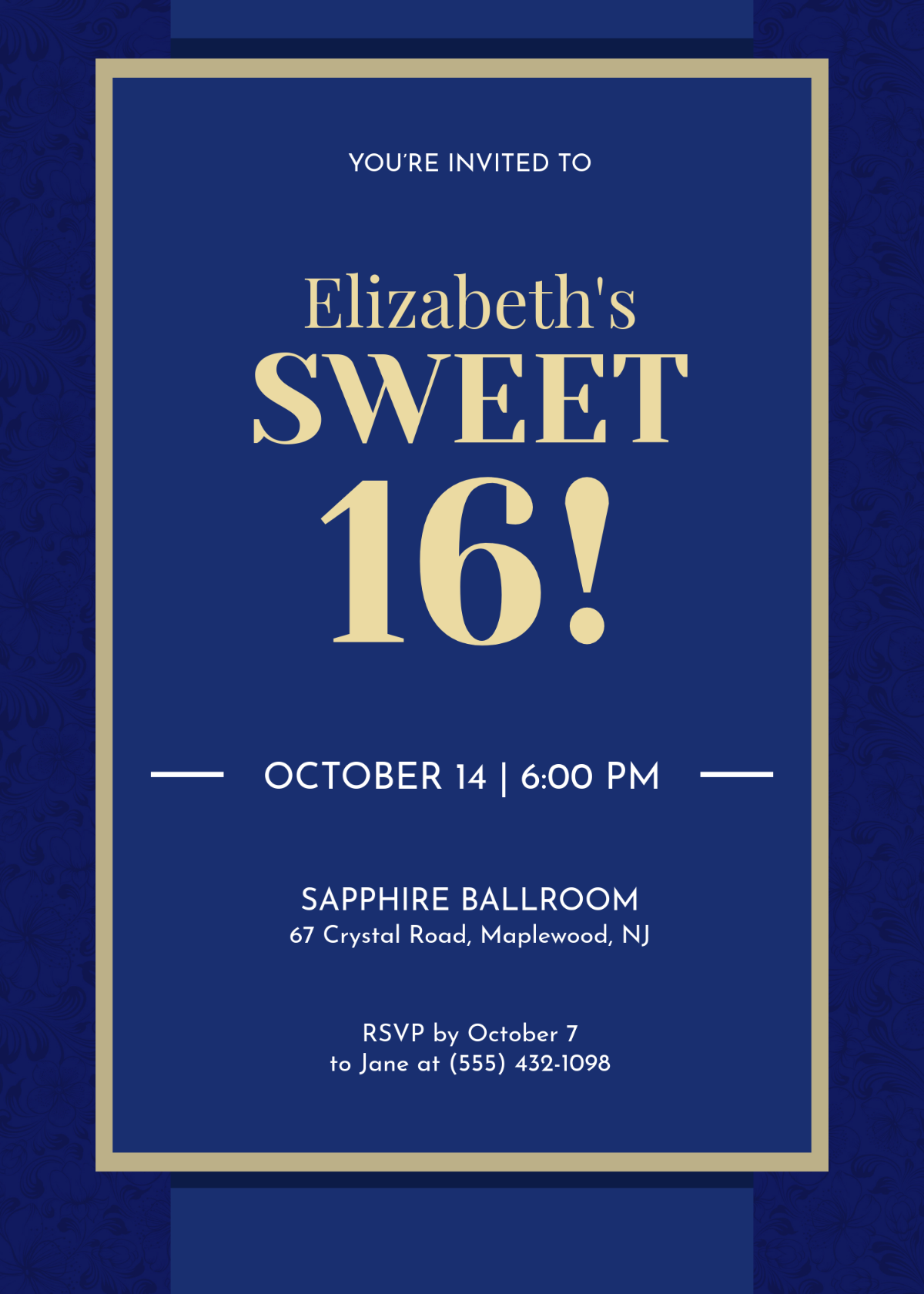 Free Professional DIY Sweet 16 Invitation Template