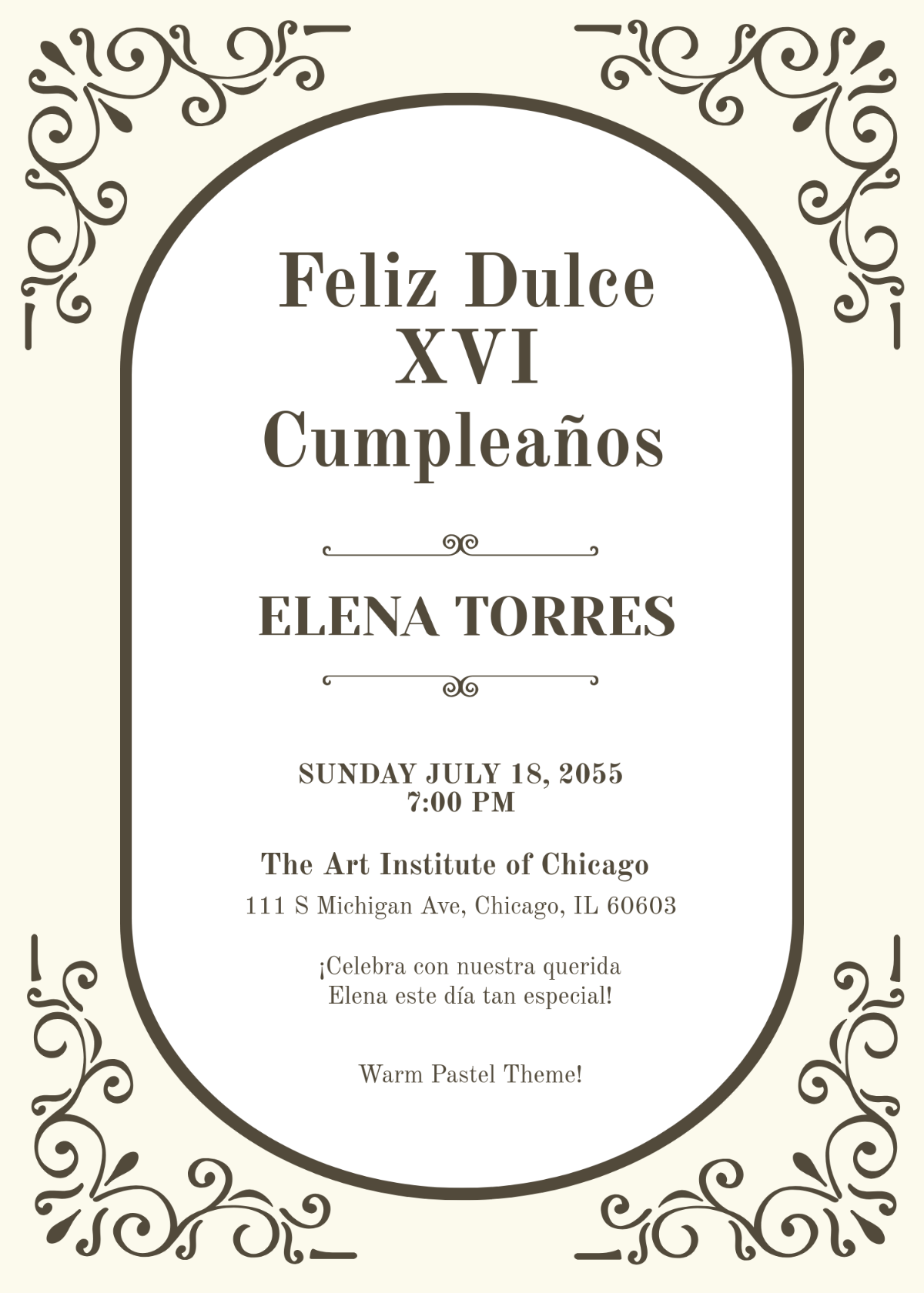 Free Spanish Sweet 16 Invitation Template