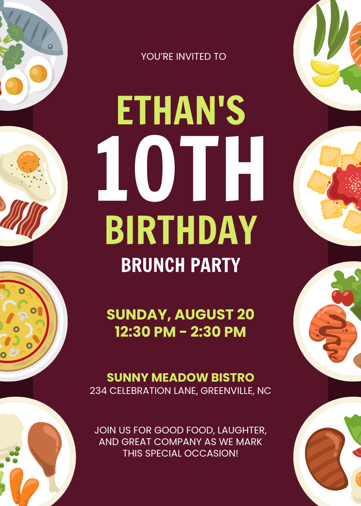 Free Birthday Lunch Food Invitation Template