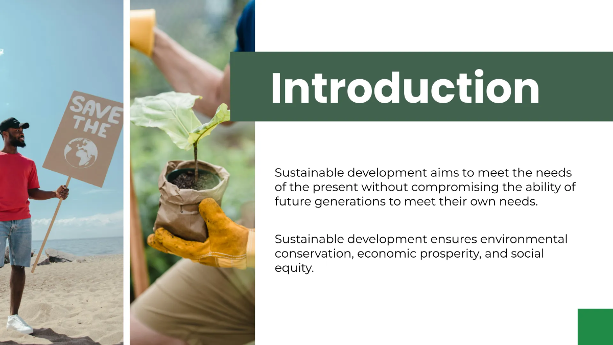 Free Sustainable Development Environment Presentation Template to Edit Online