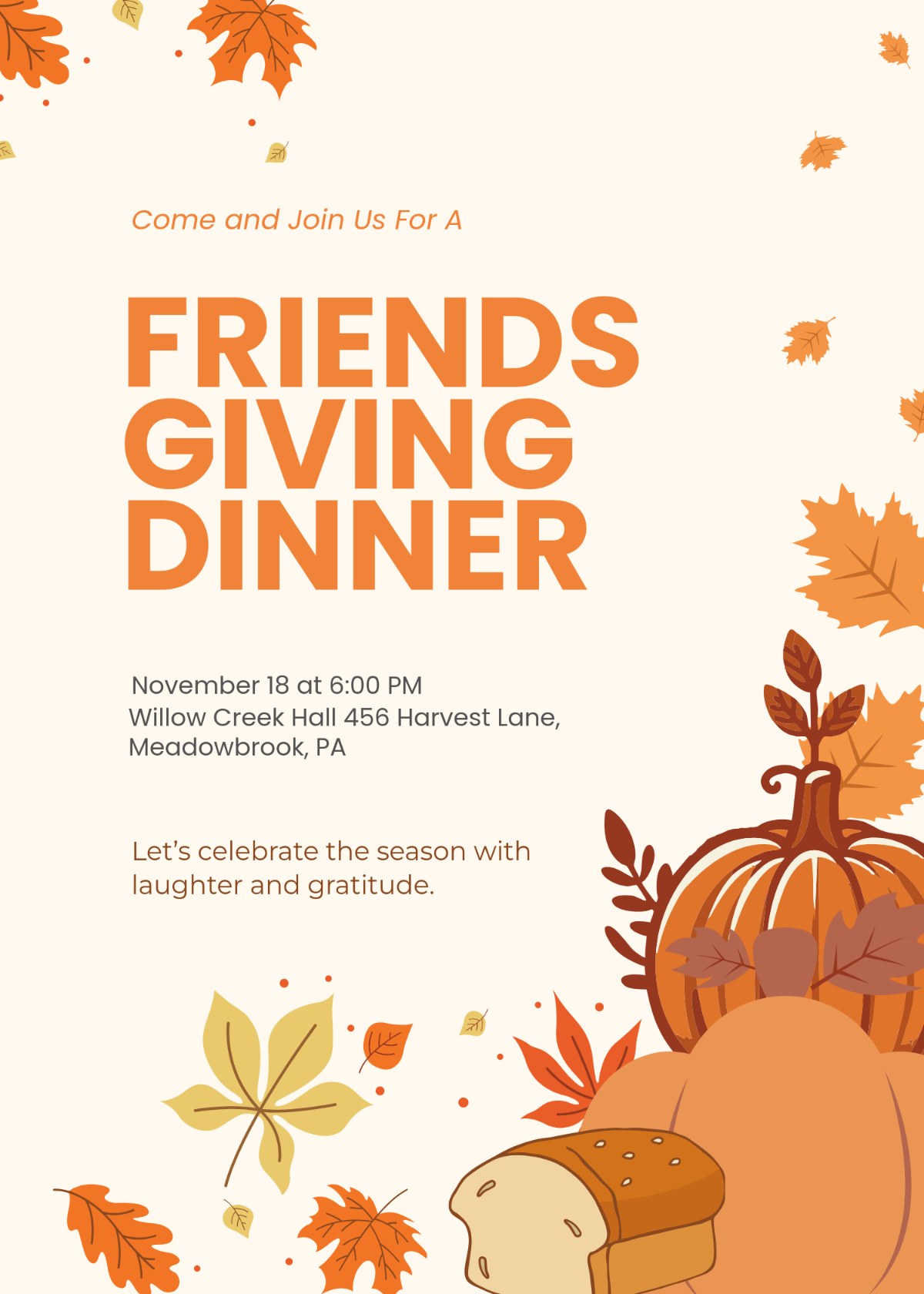 Free Friendsgiving Food Invitation Template