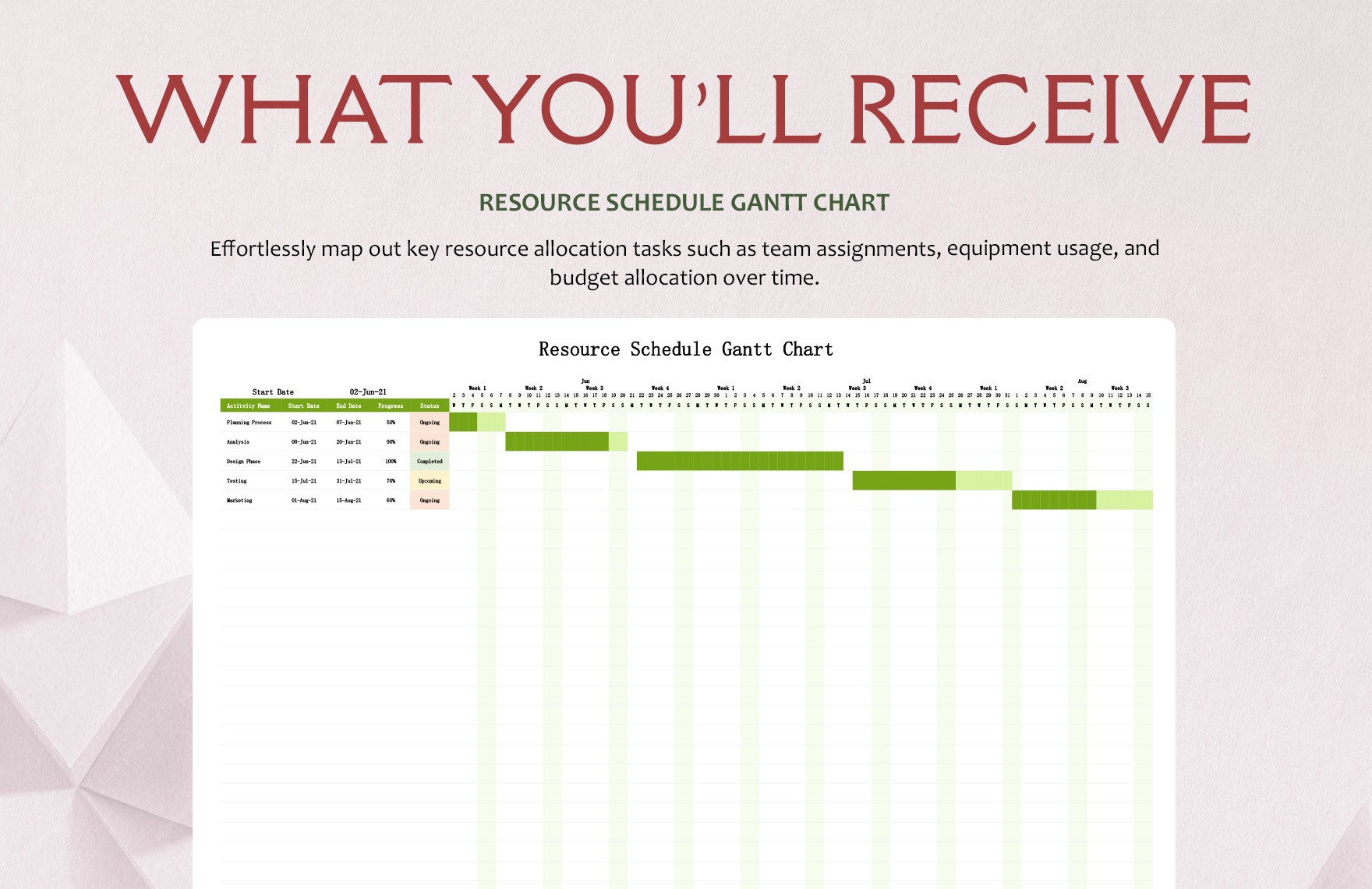 Resource Schedule Gantt Chart Template