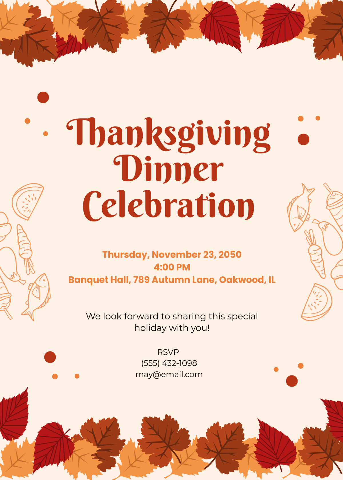 Free Thanksgiving Feast Food Invitation Template