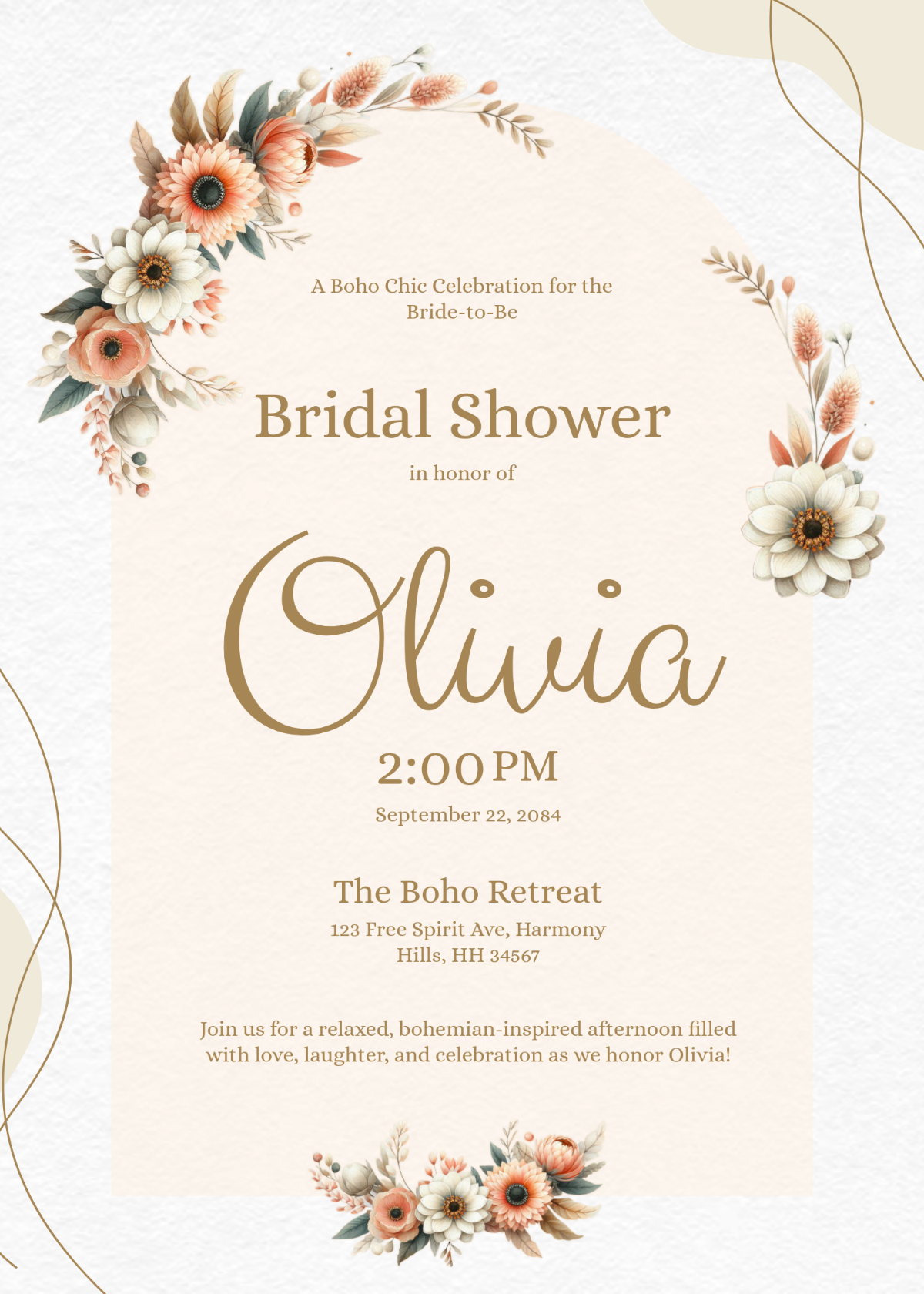 Free Boho Bridal Shower Invitation Template