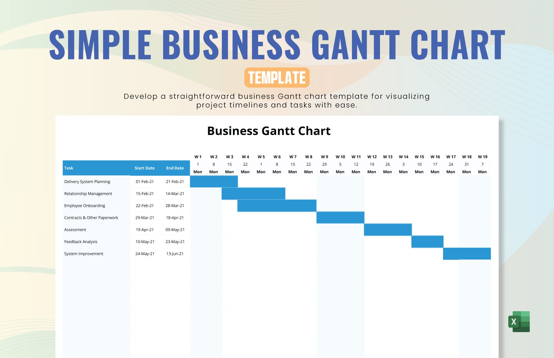 Simple Business Gantt Chart Template in Excel
