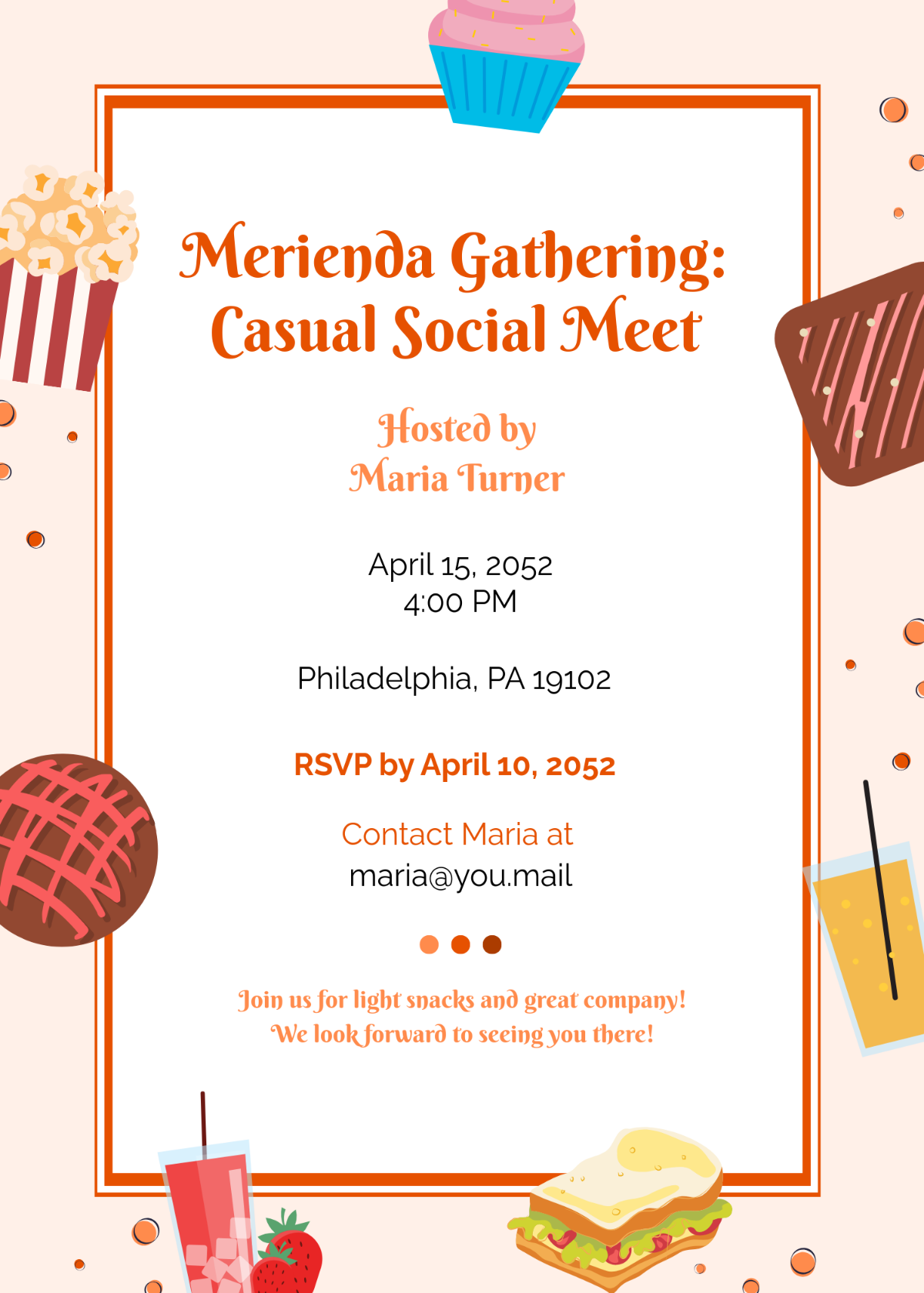 Free Merienda Food Invitation Template