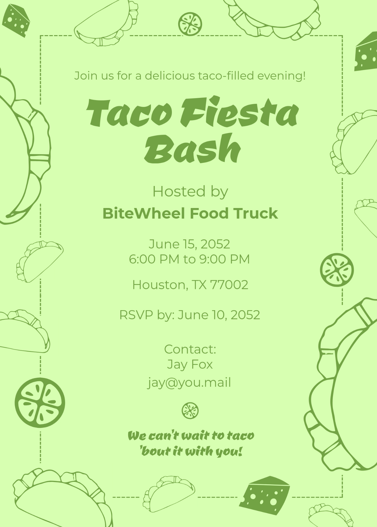 Free Hand-Drawn Taco Food Invitation Template