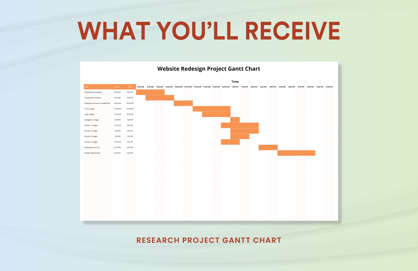 Website Redesign Project Gantt Chart Template
