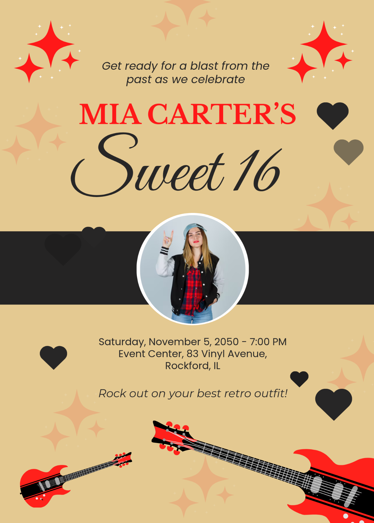 Free Retro Sweet 16 Invitation Template