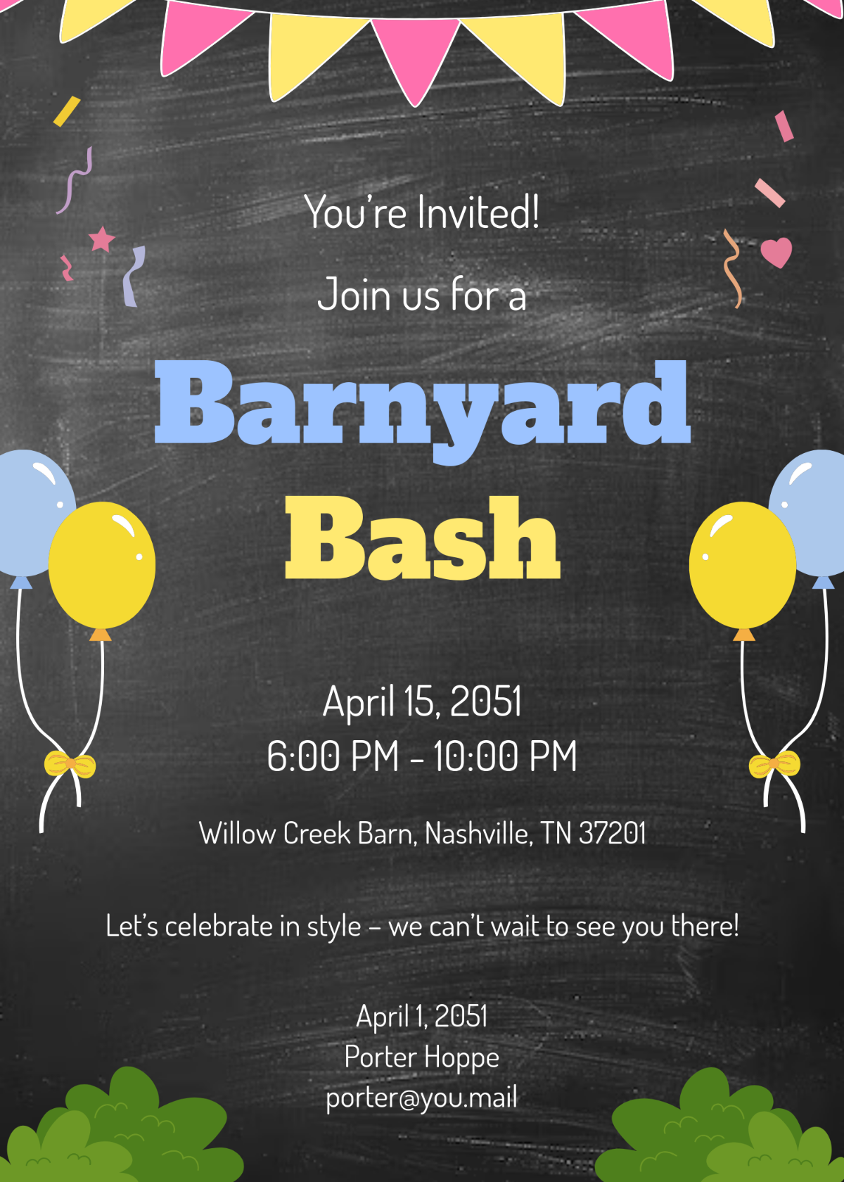 Free Creative Chalkboard Party Invitation Template