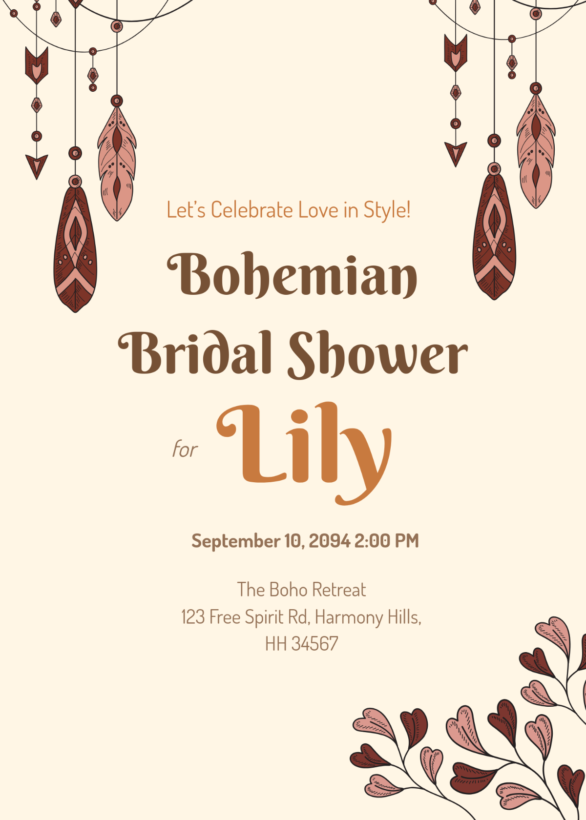 Free Bohemian Bridal Shower Invitation Template