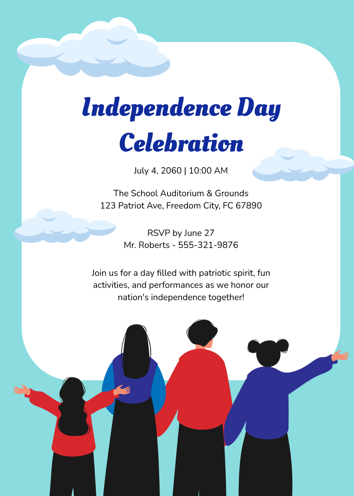 Free Independence Day School Invitation Template