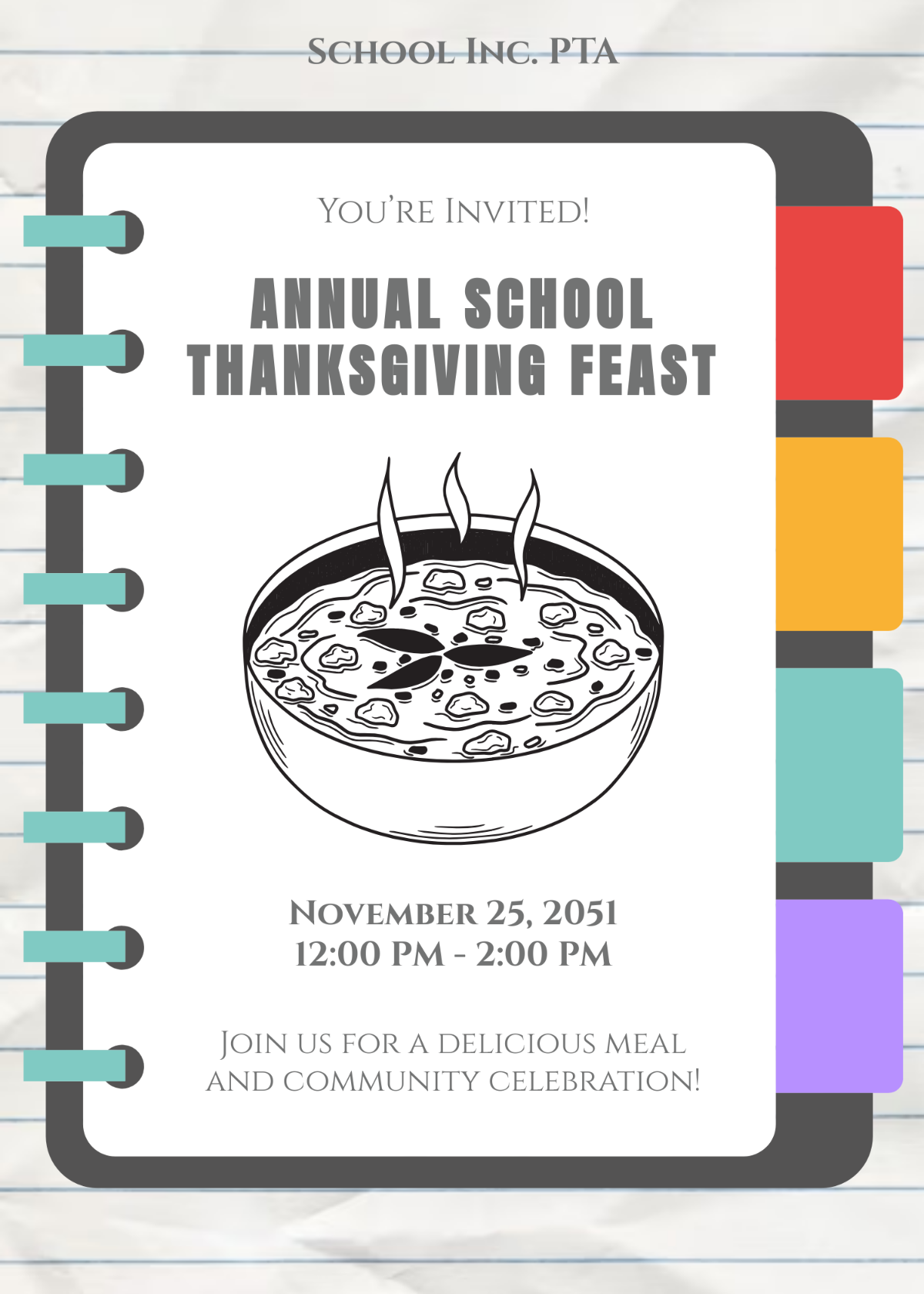 Free Minimalist School Food Invitation Template