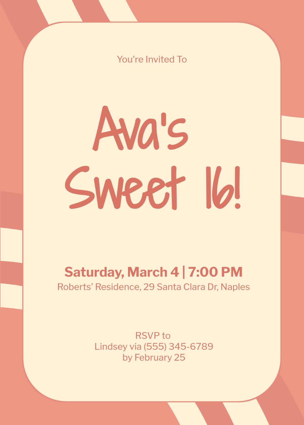 Free Blank Digital Sweet 16 Invitation Template