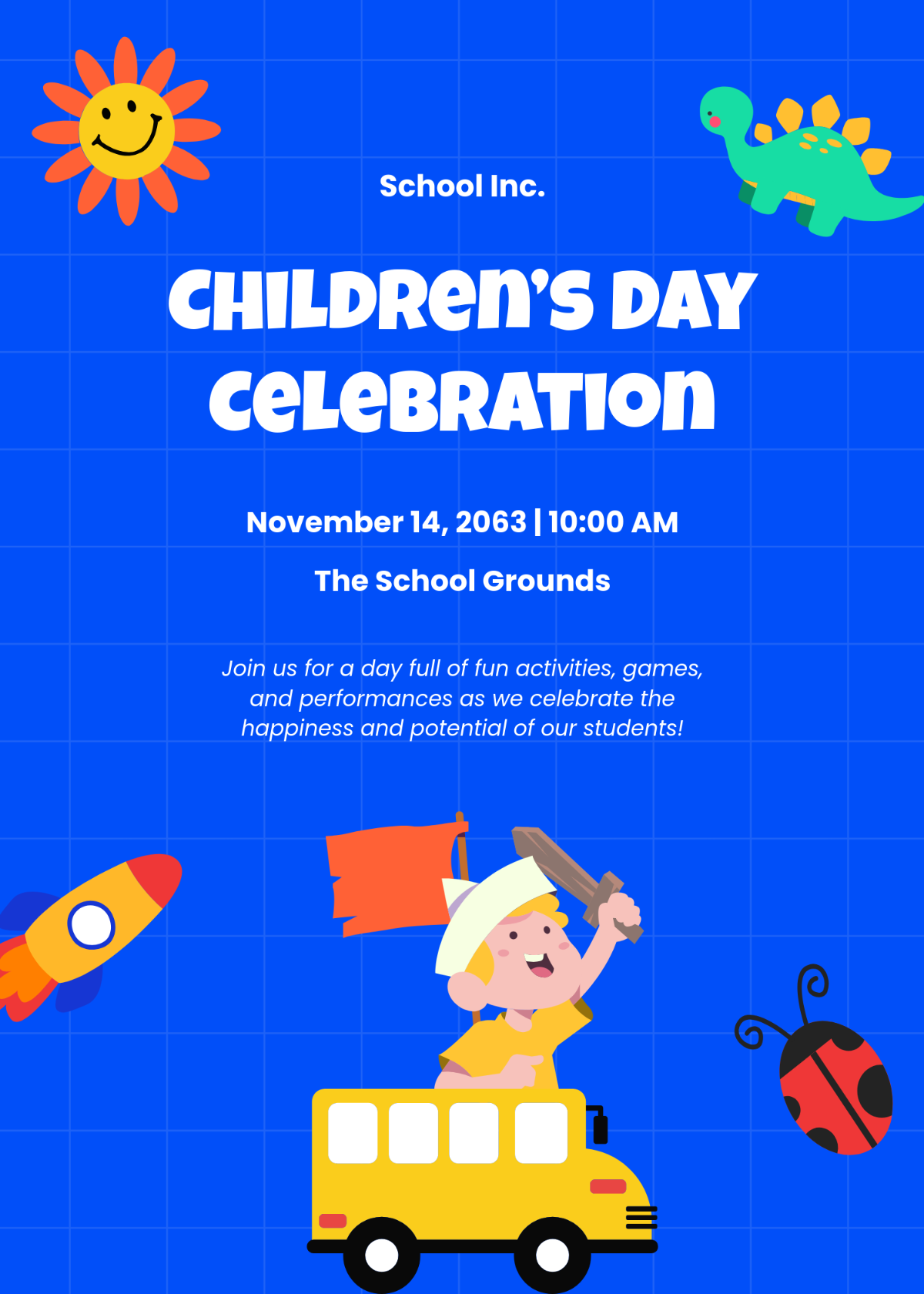 Free Childrens Day School Invitation Template