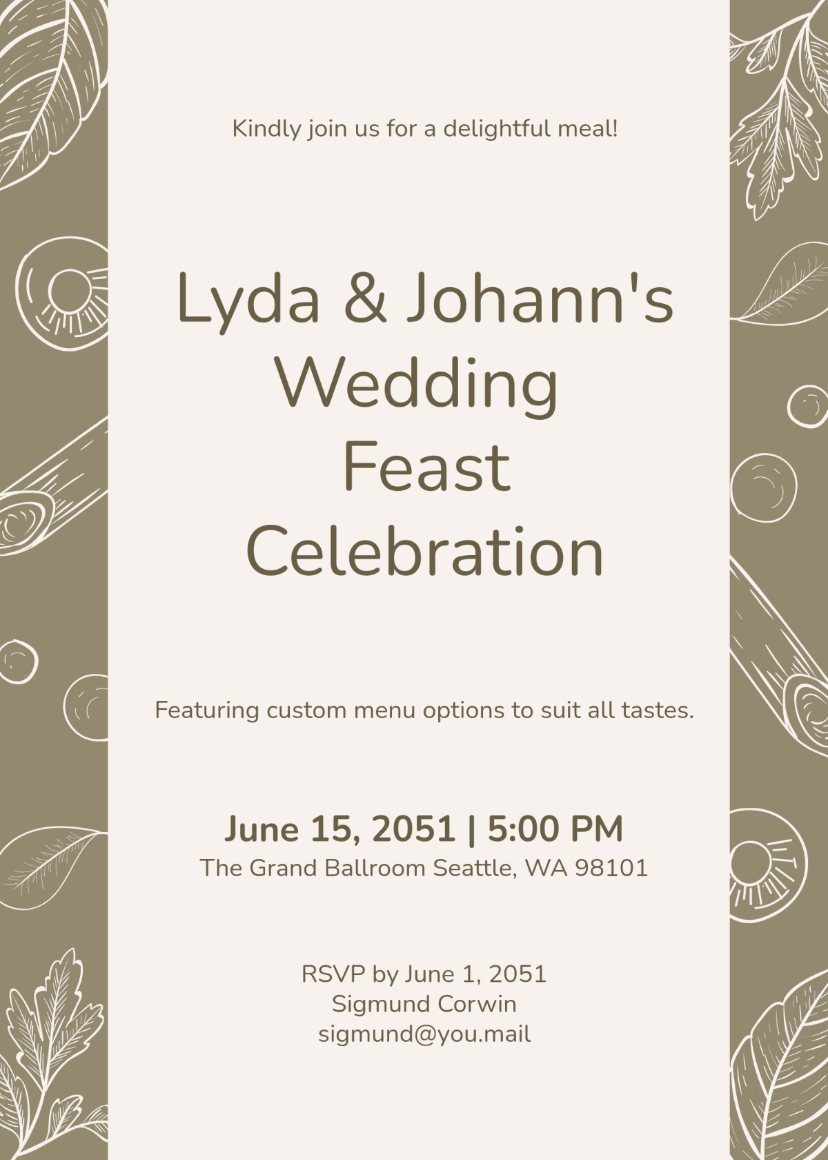 Free Wedding Food Invitation Template