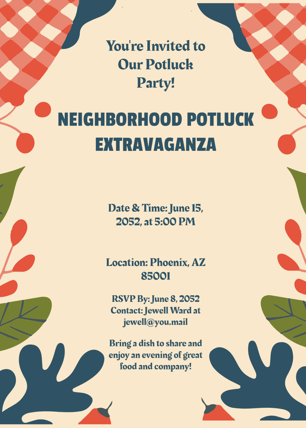 Free Vintage Potluck Food Invitation Template