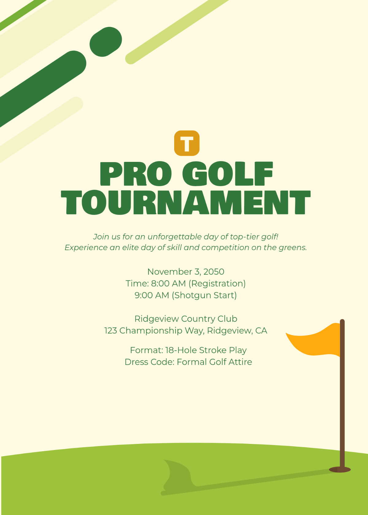 Free Professional Golf Invitation Template