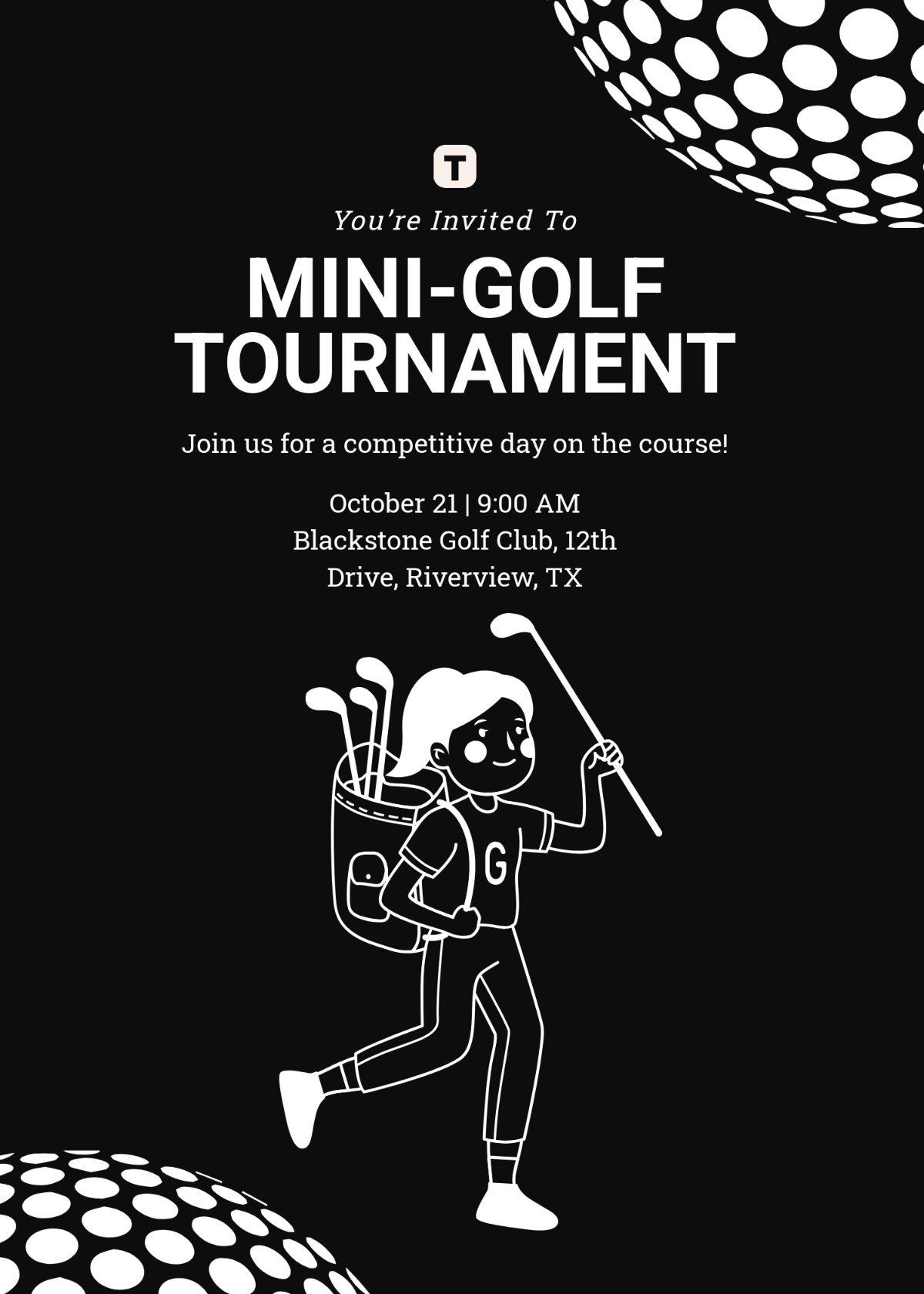 Free Black Golf Invitation Template