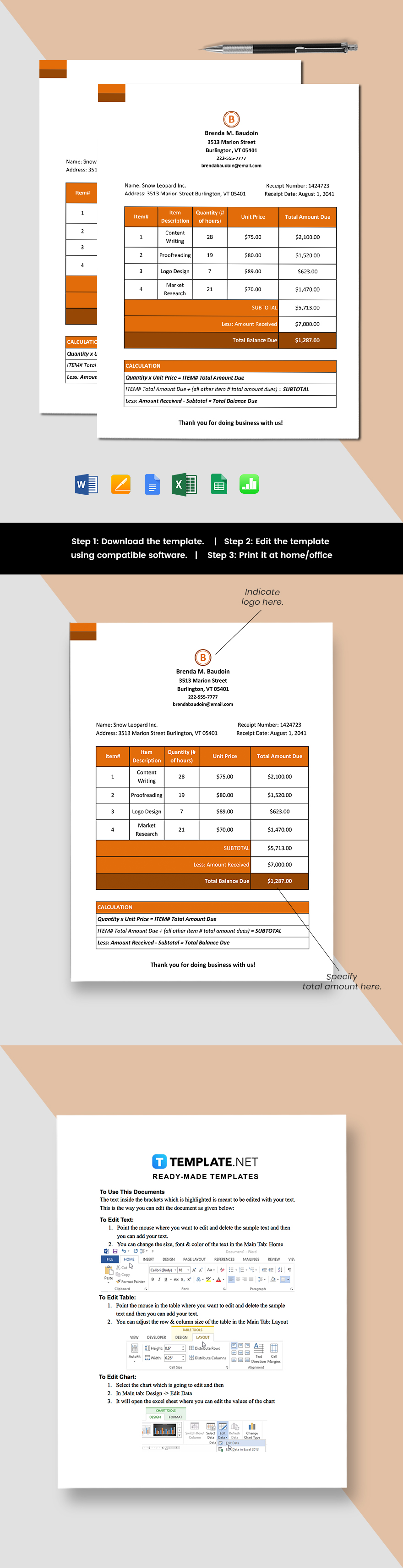 receipts templates designs docs free downloads template net