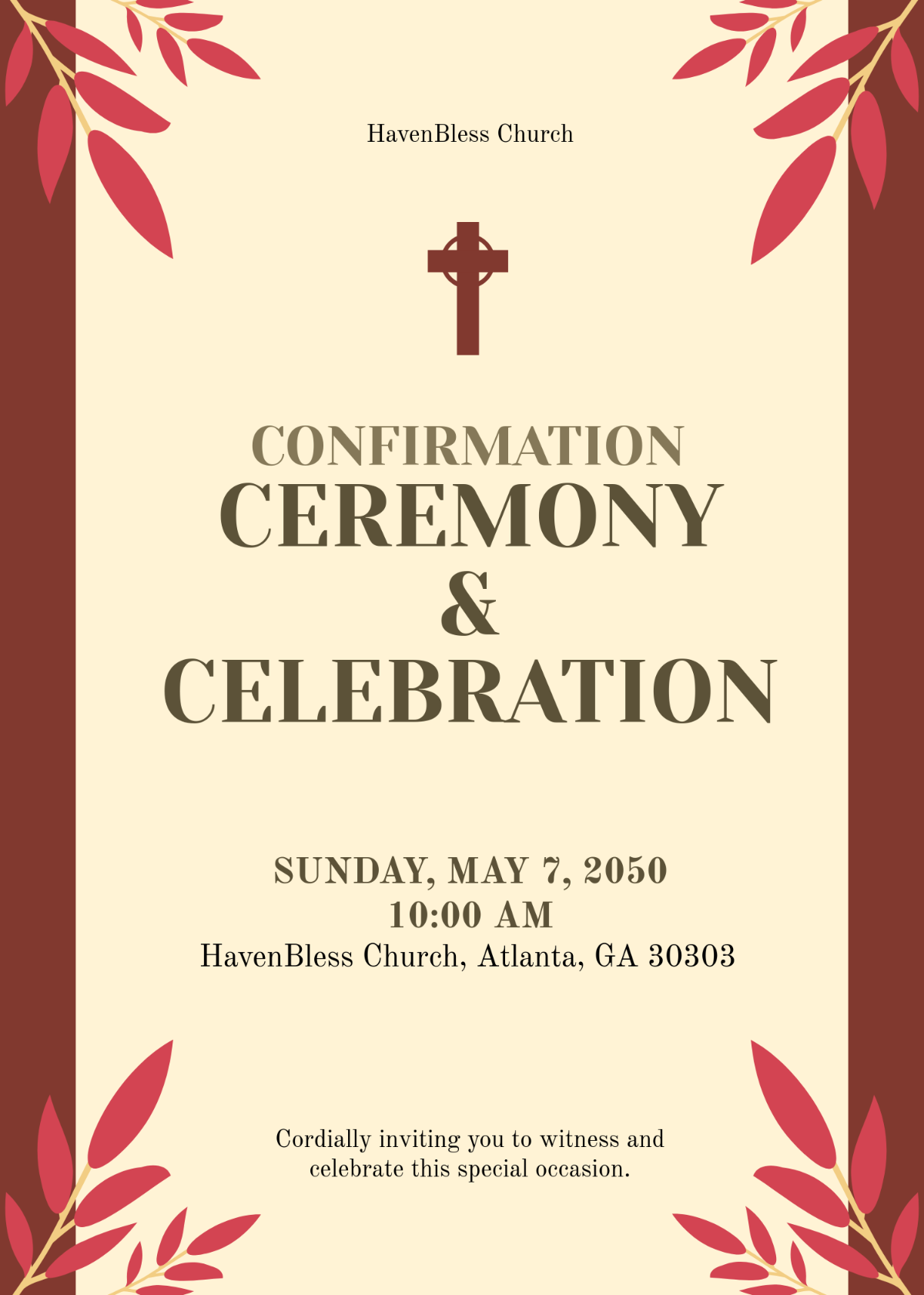 Free Religious Confirmation Invitation Template