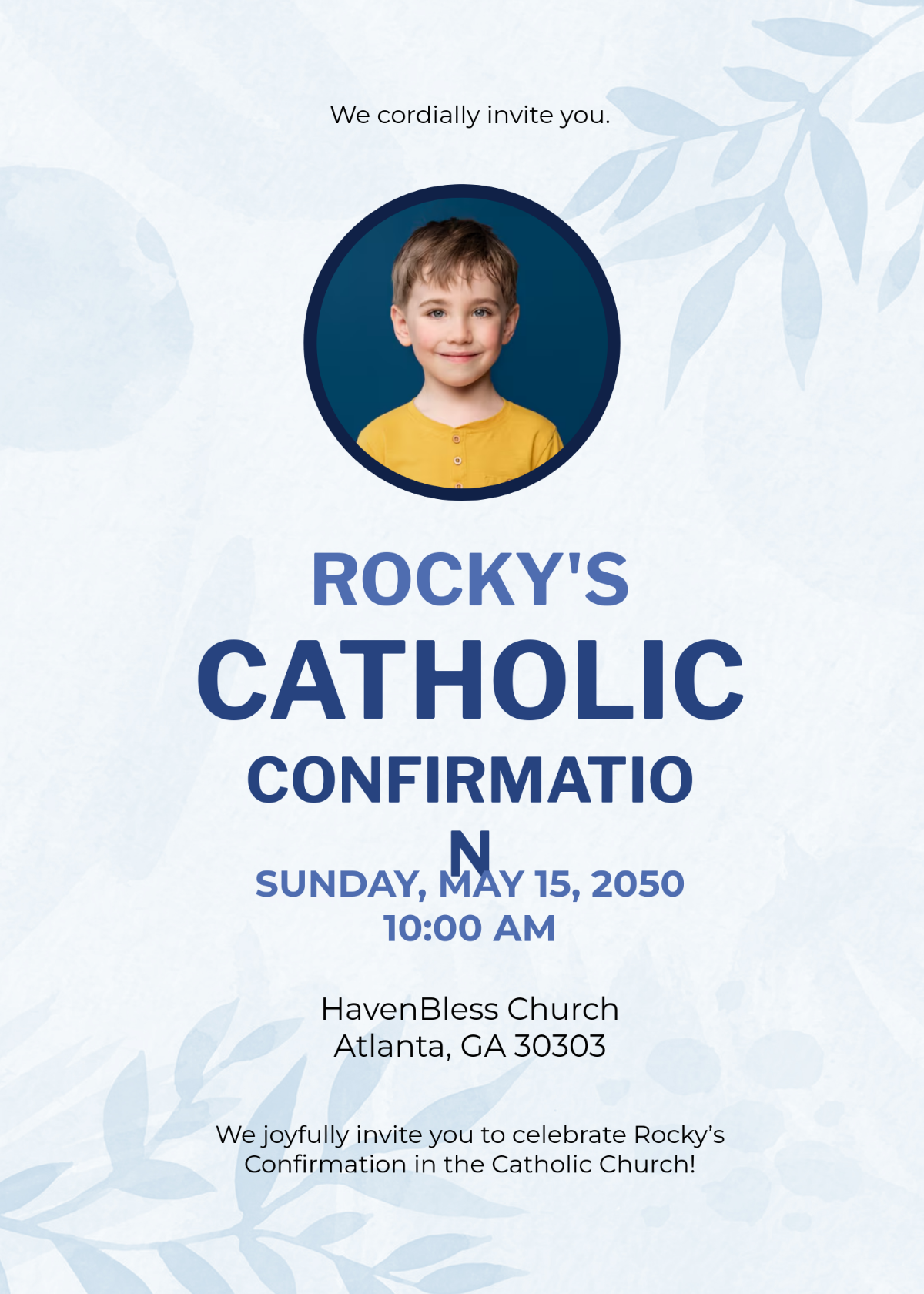 Free Simple Catholic Confirmation Invitation Template