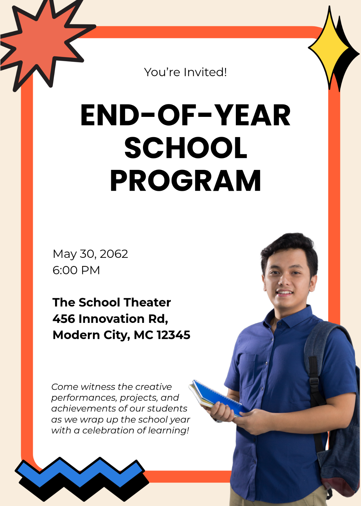 Free Modern School Program Invitation Template