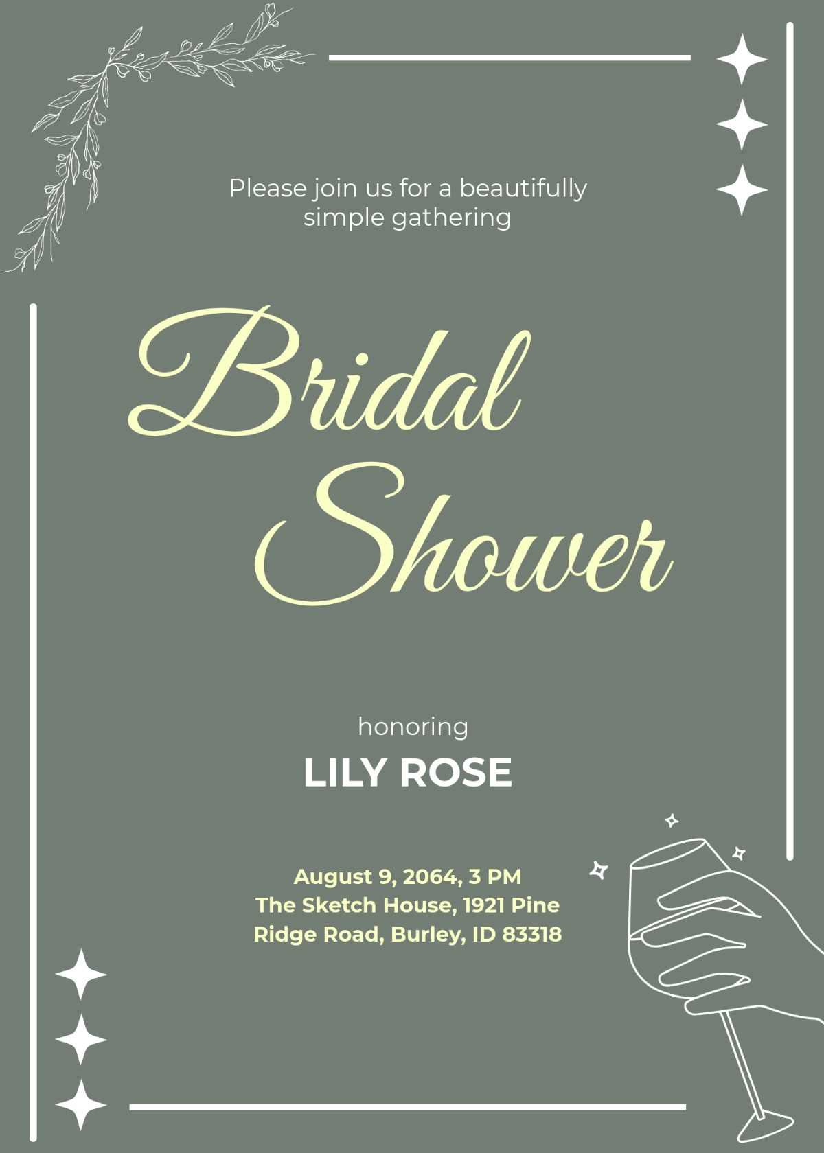 Free Hand Drawn Bridal Shower Invitation Template