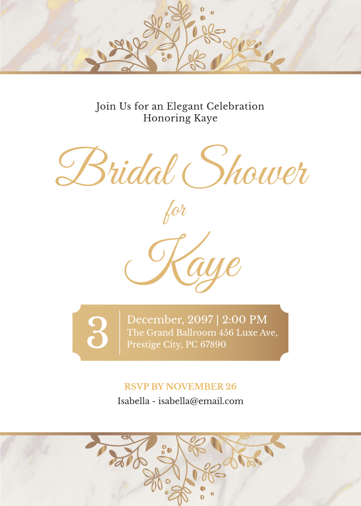 Free Elegant Bridal Shower Invitation Template