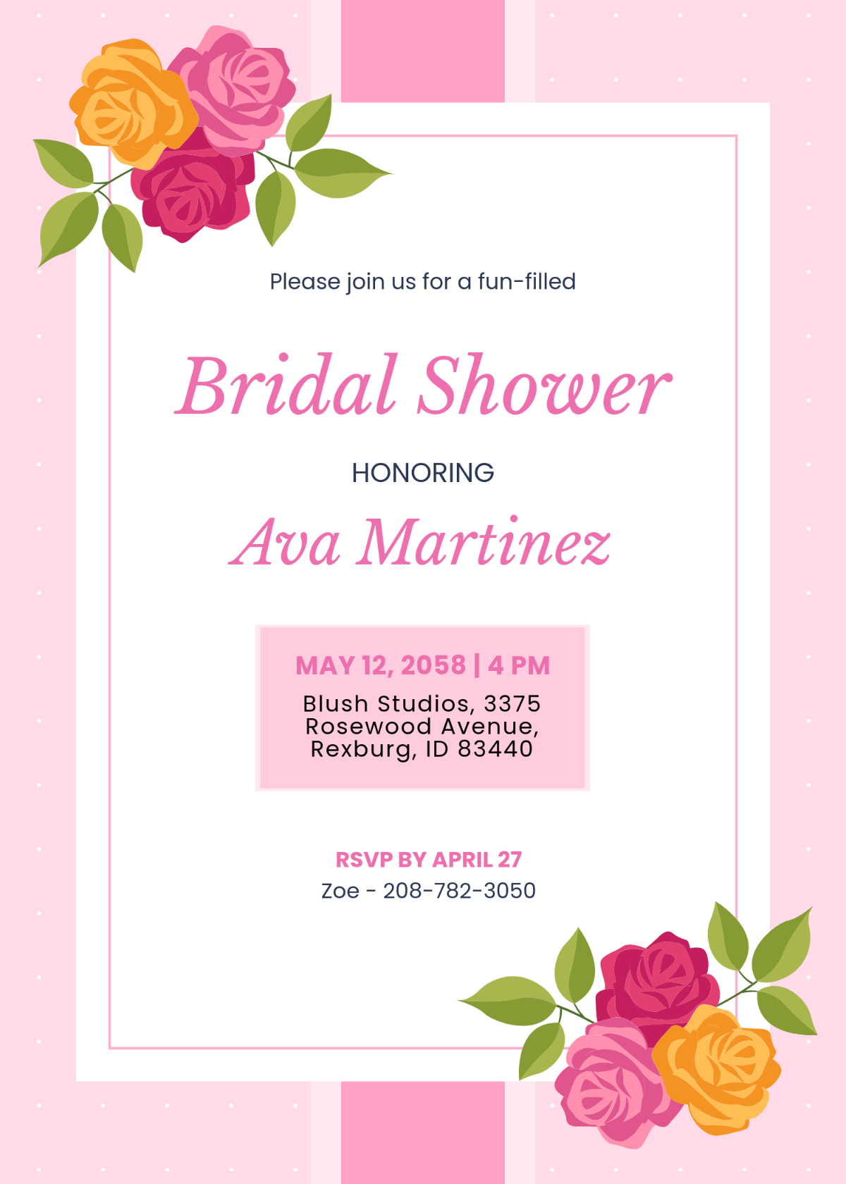 Free Creative Pink Bridal Shower Invitation Template