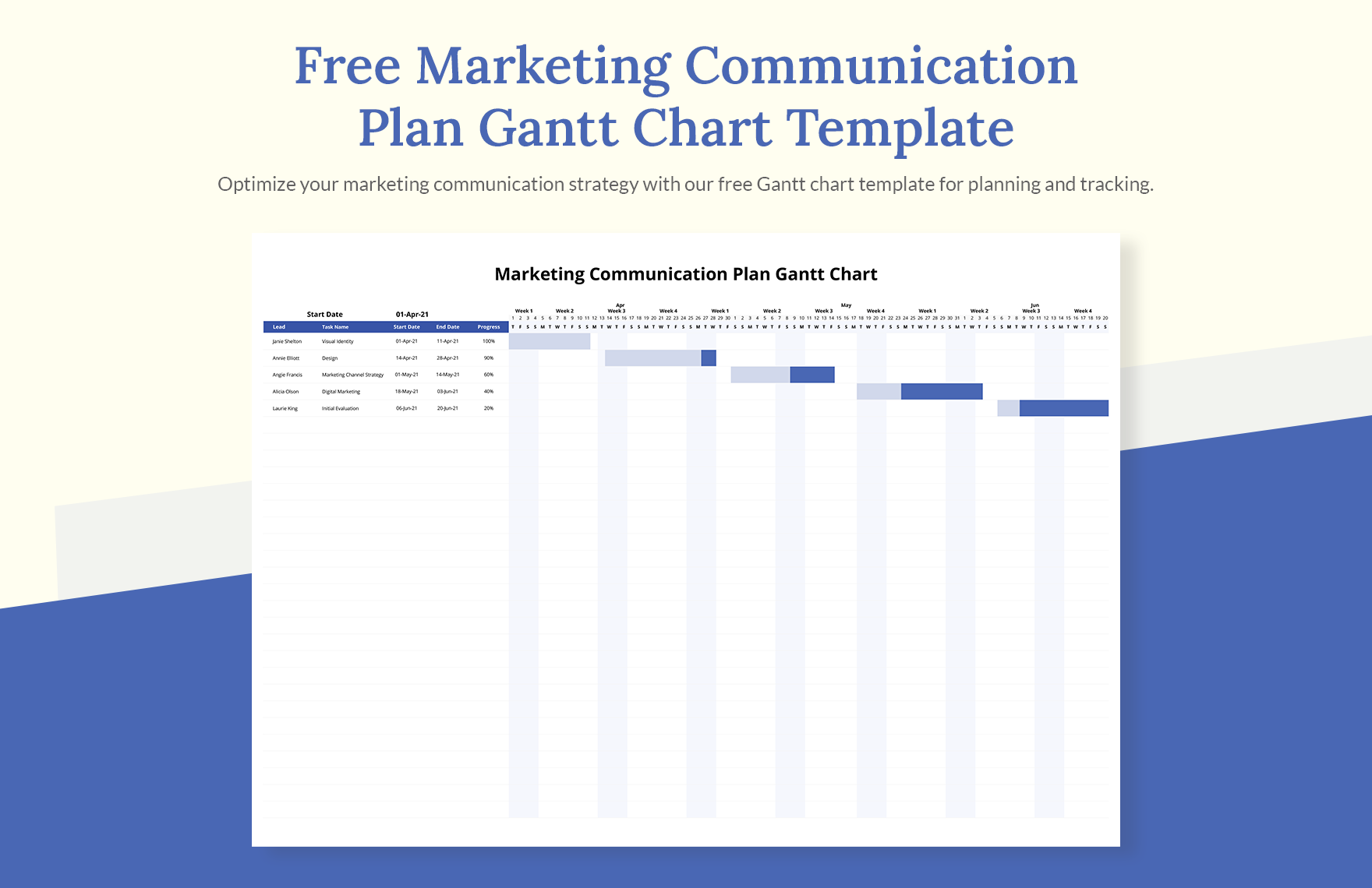 Marketing Communication Plan Gantt Chart Template