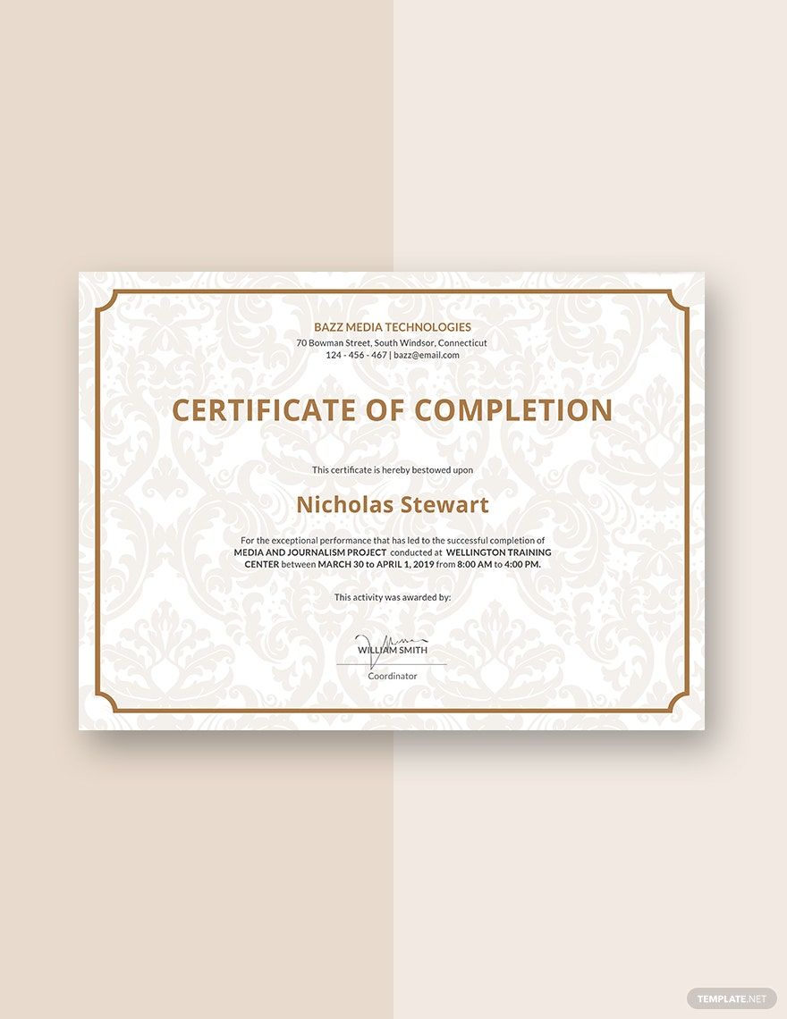 Project Completion Certificate Template