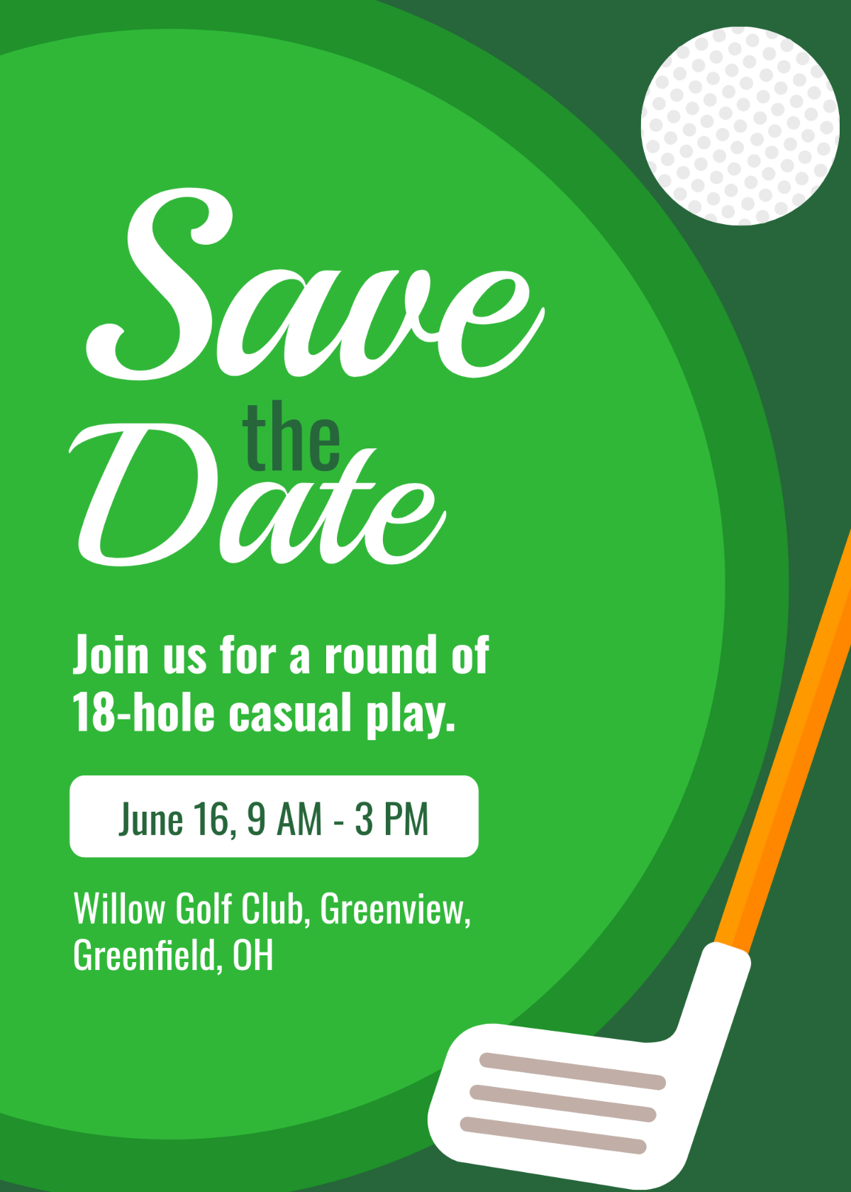 Free Save the Date Golf Invitation Template