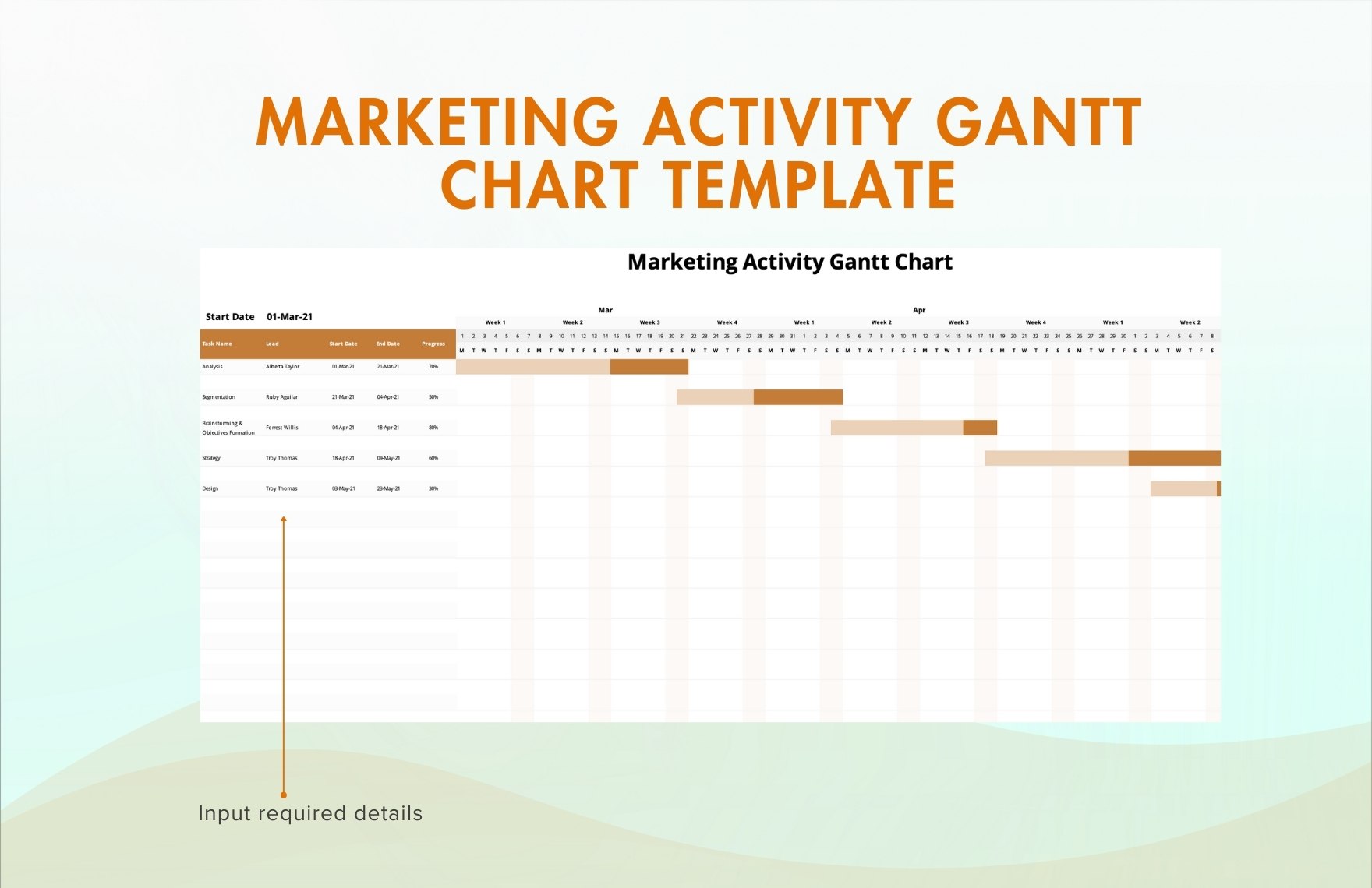 Marketing Activity Gantt Chart Template