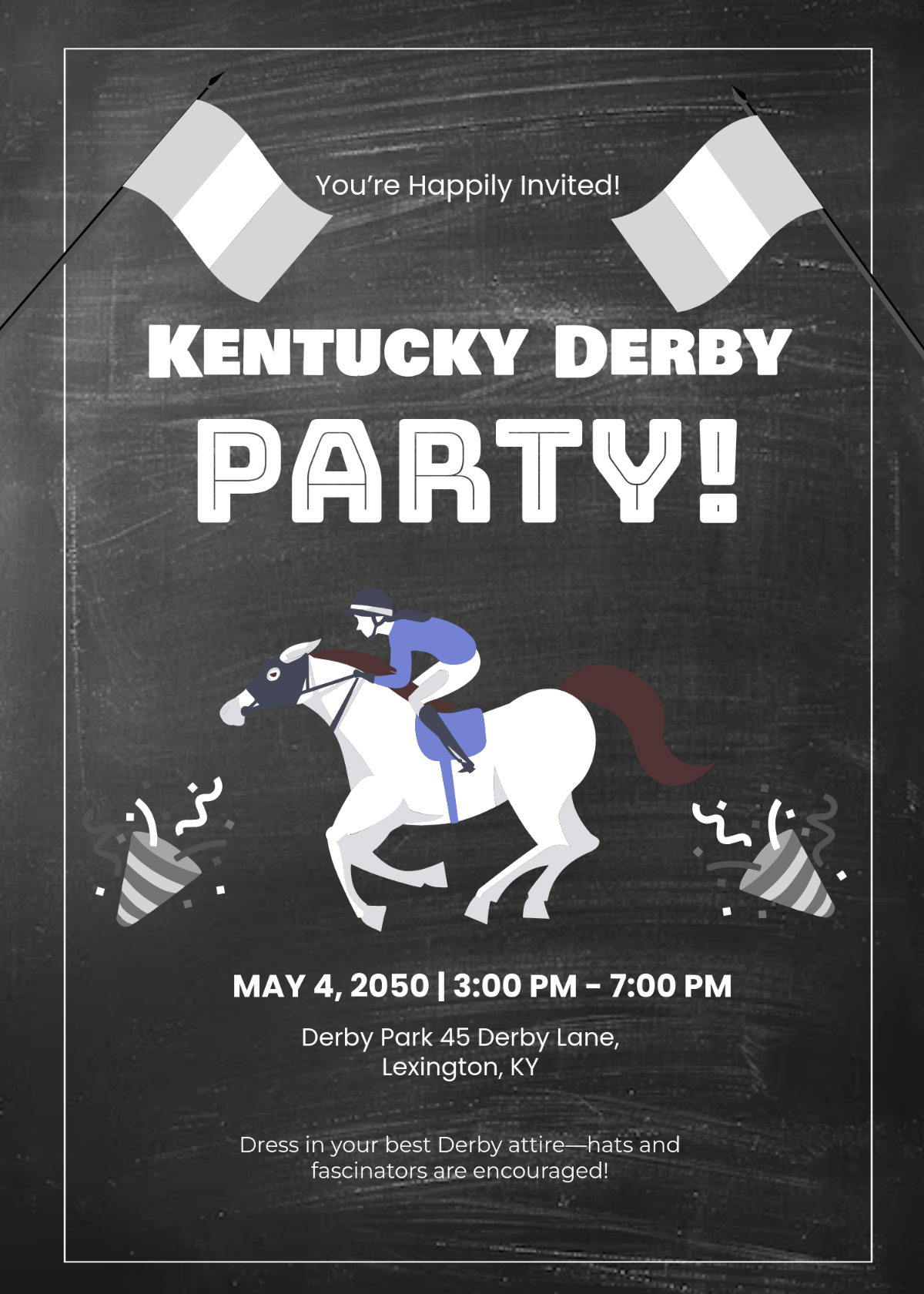 Free Kentucky Derby Party Chalkboard Invitation Template