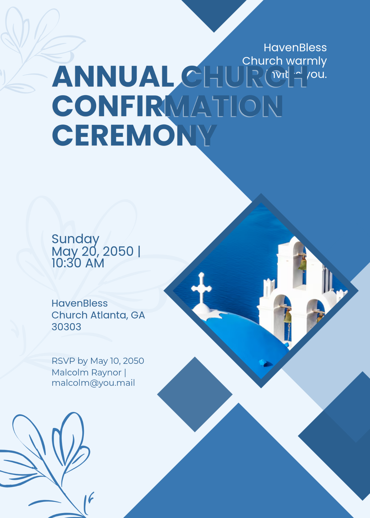 Free Modern Church Invitation Design Template