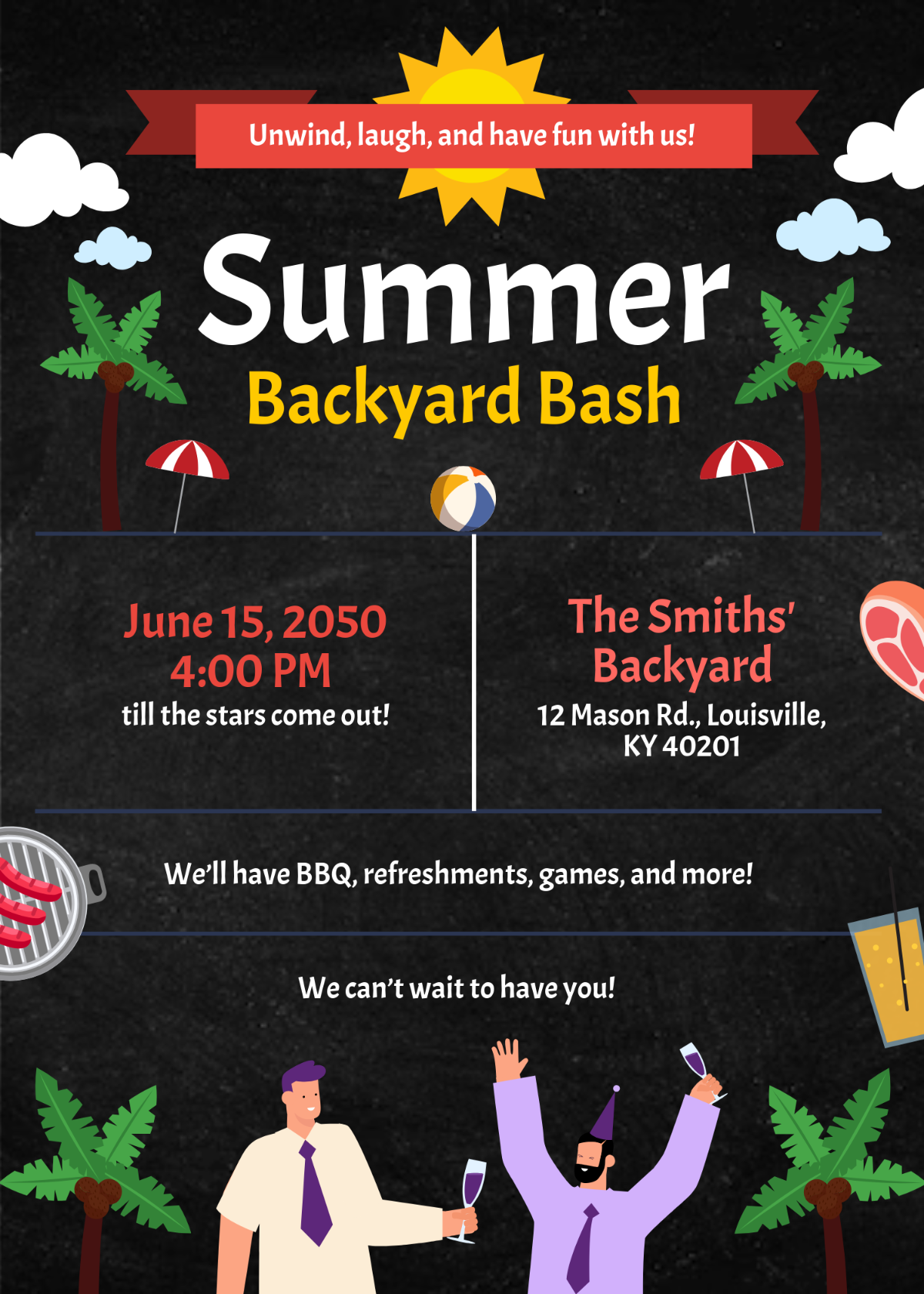 Free Backyard Party Chalkboard Invitation Template