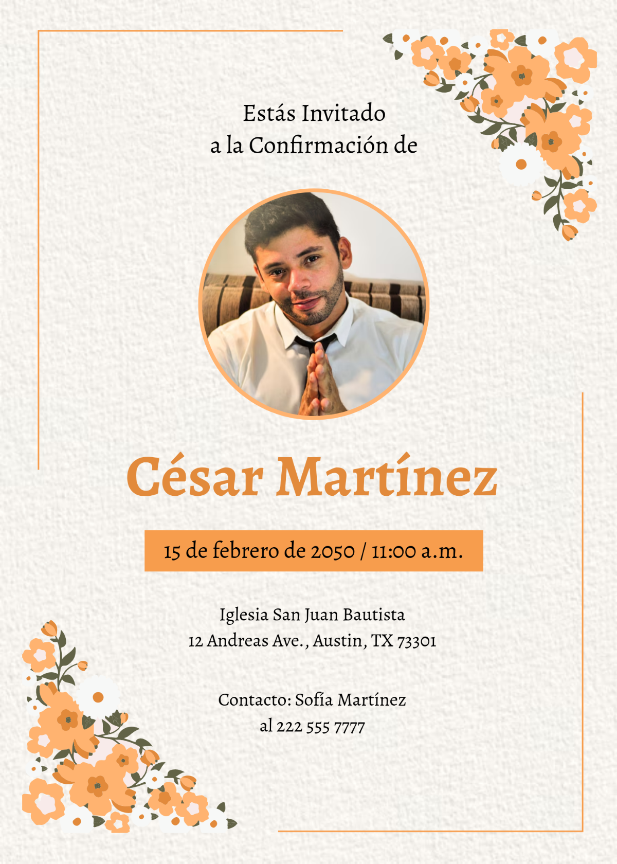 Free Spanish Confirmation Invitation Template