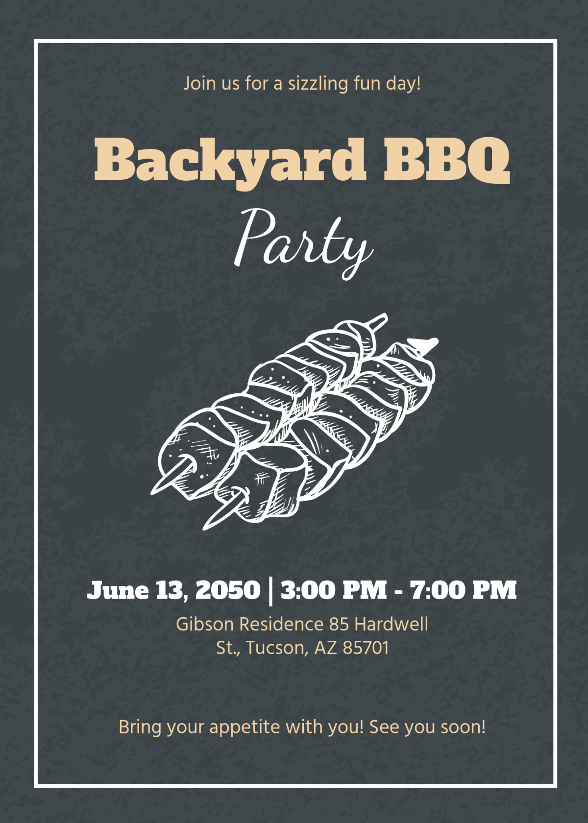 Free Simple BBQ Chalkboard Invitation Template