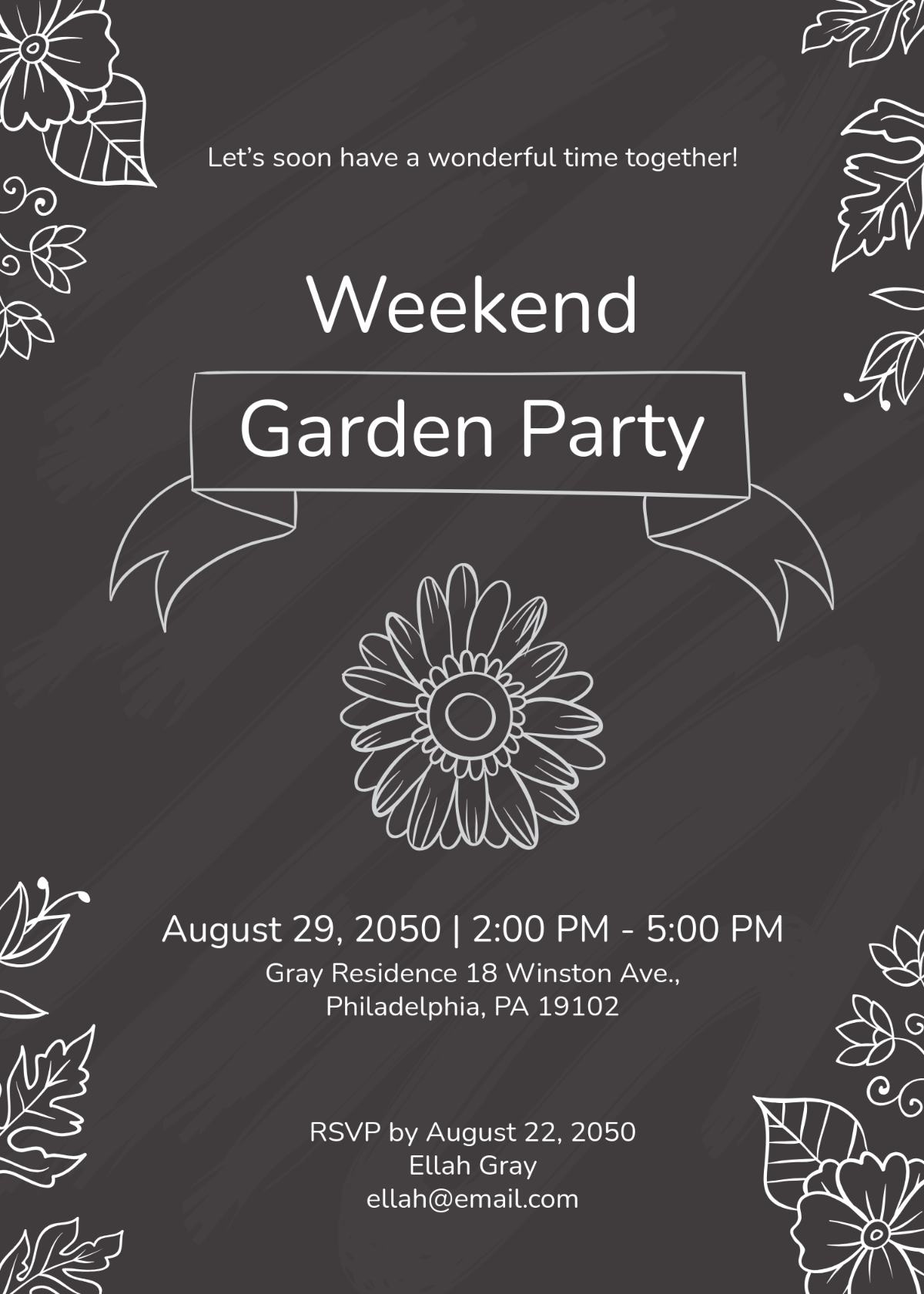 Free Chalkboard Invitation Template with Flowers Template