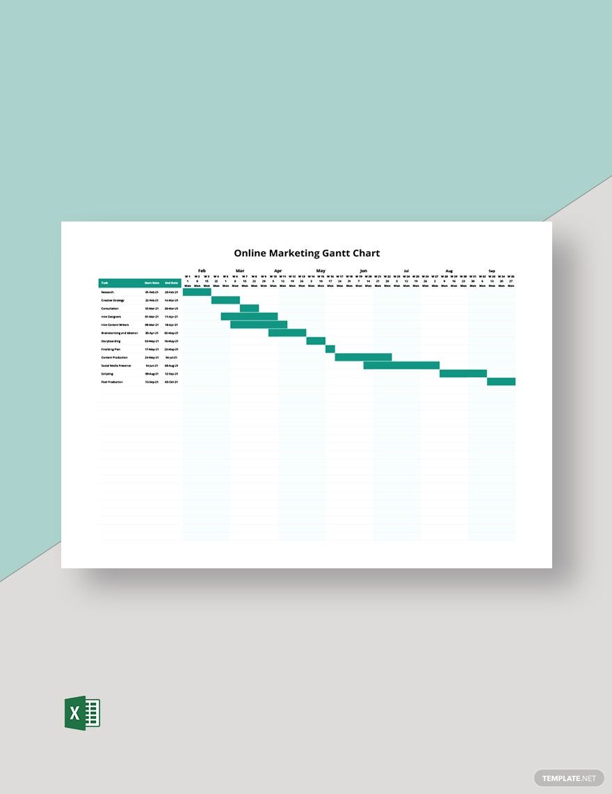 Online Marketing Gantt Chart Template