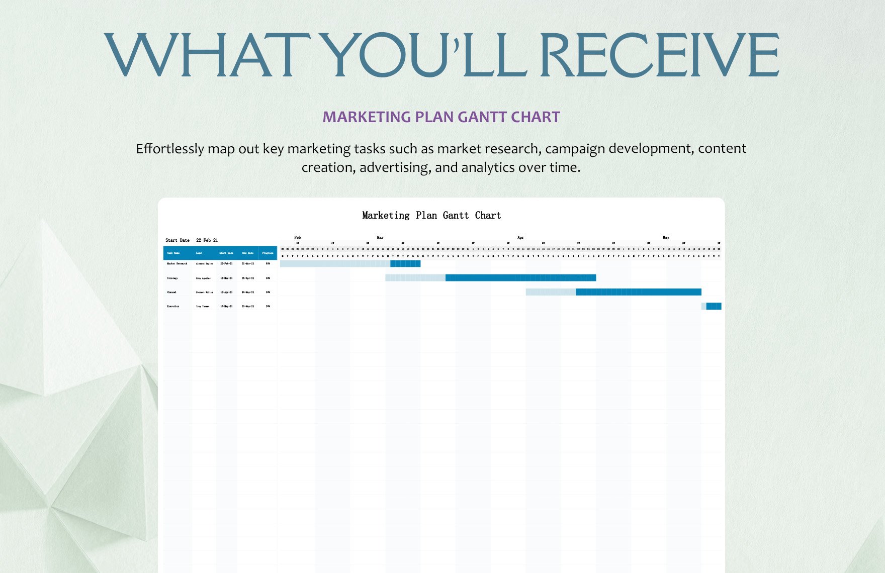 Marketing Plan Gantt Chart Template