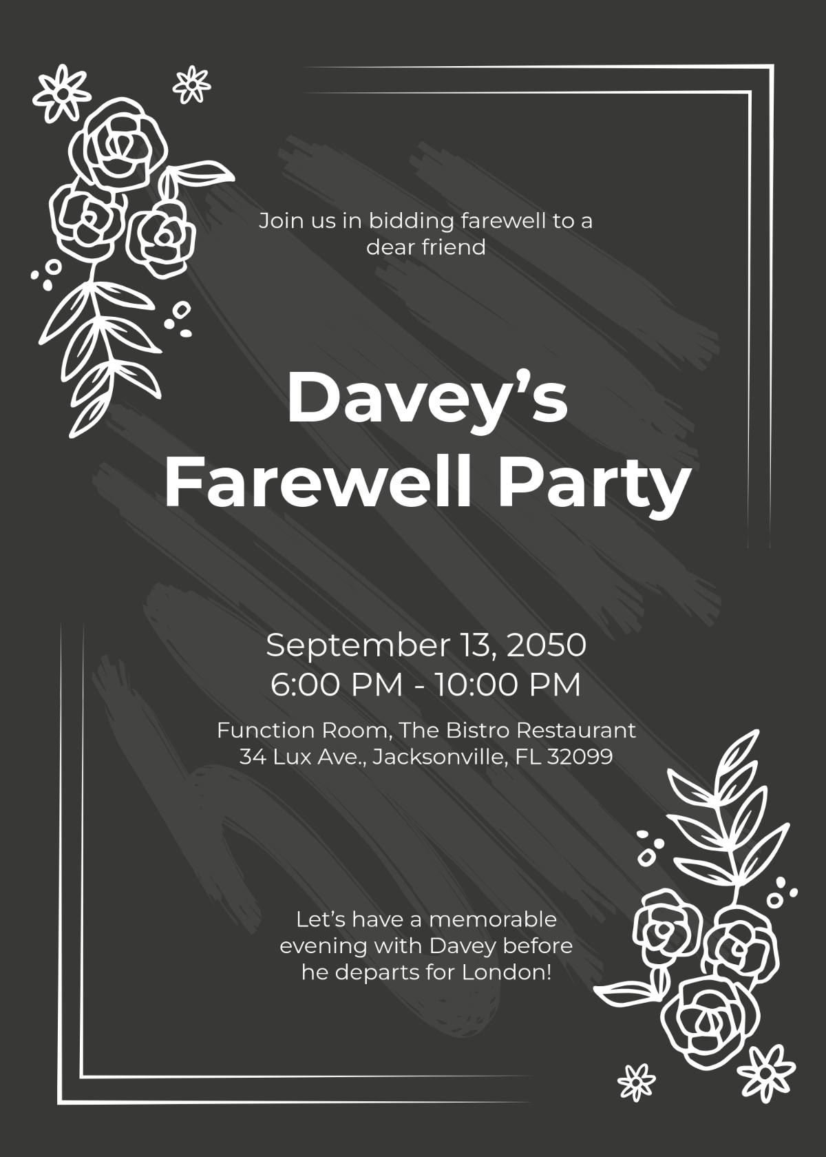 Free Minimalist Farewell Chalkboard Invitation Template