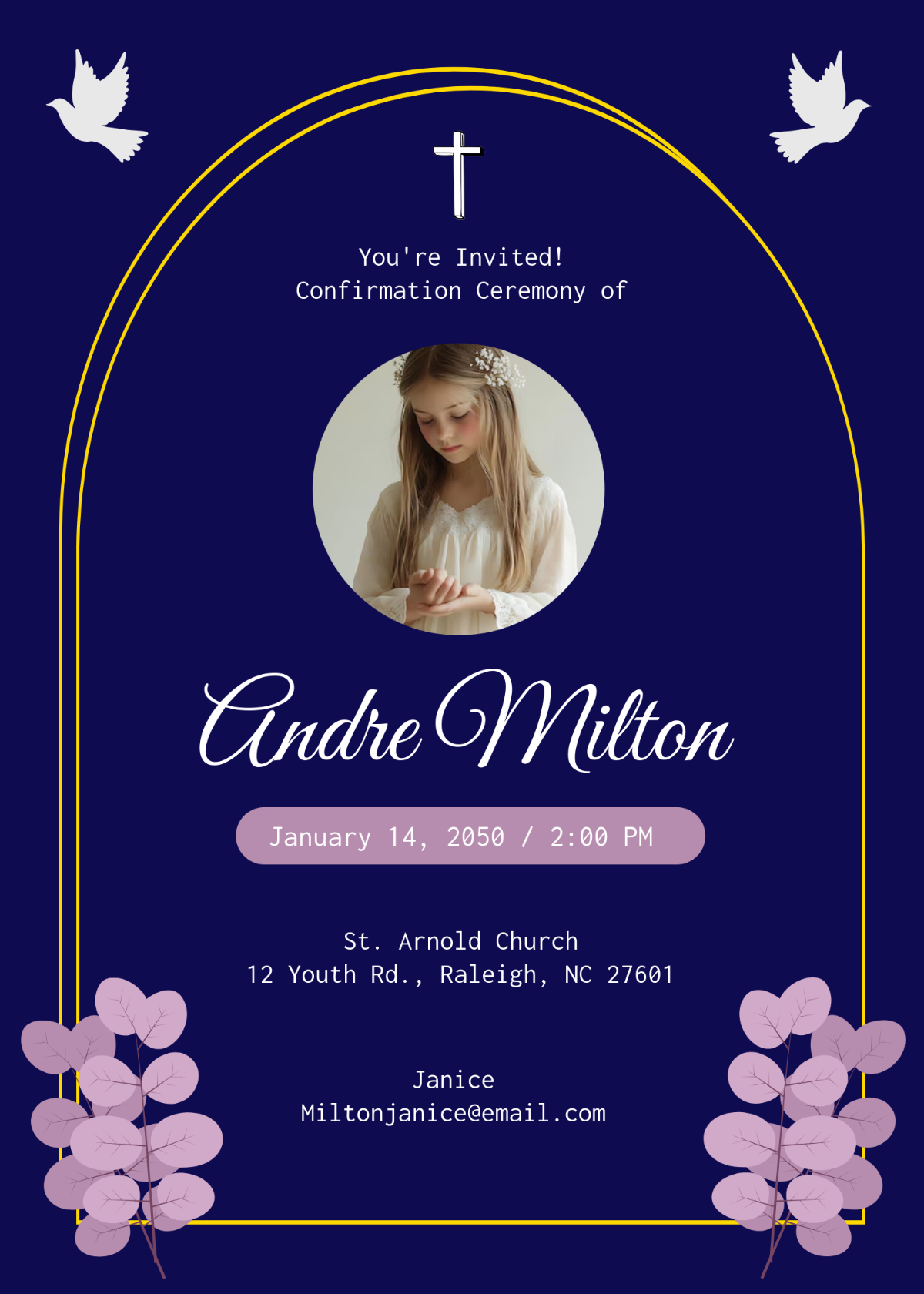 Free Navy Blue Confirmation Invitation Template