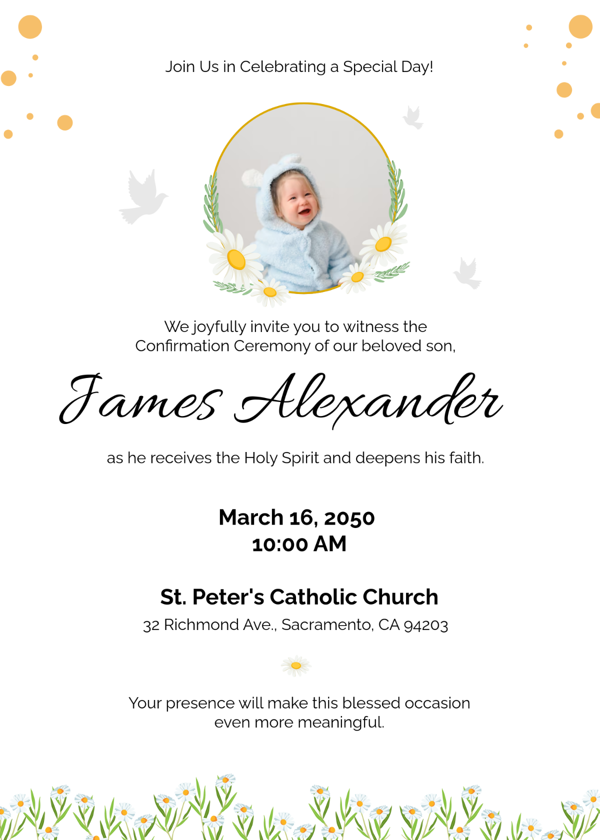 Free Holy Spirit Confirmation Invitation Template