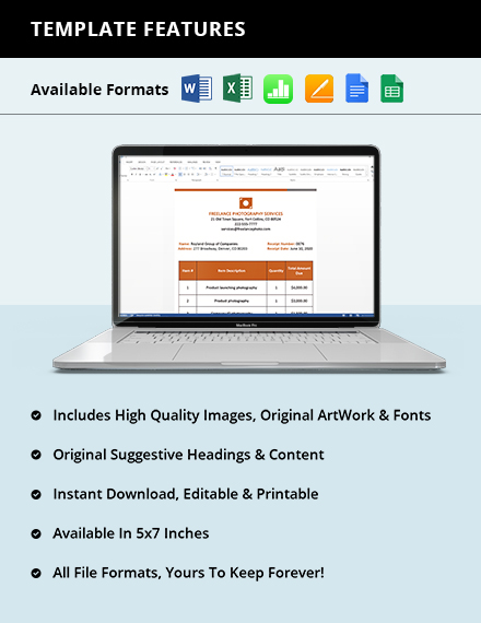 free simple freelance receipt word excel google doc